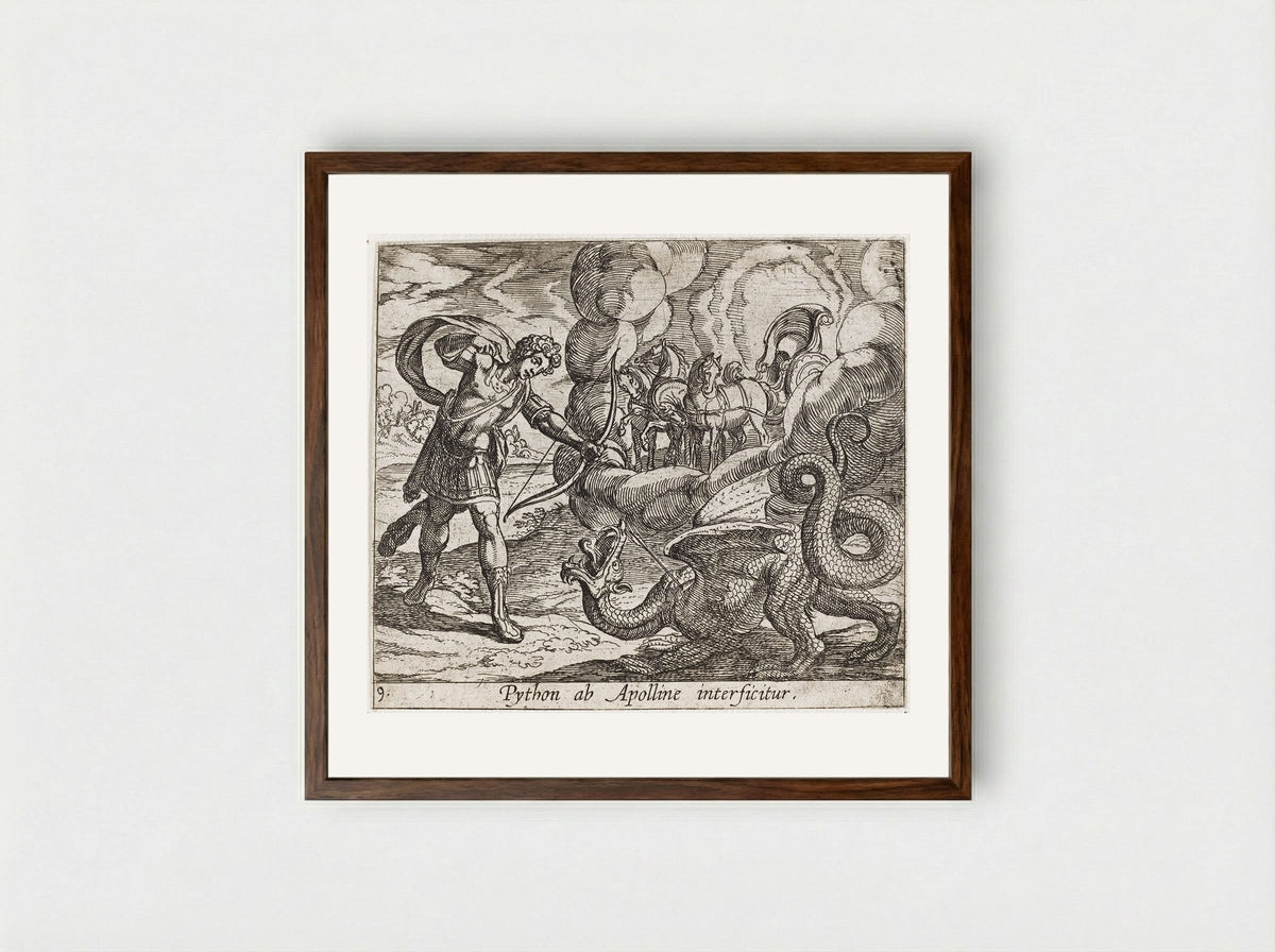 Apollo Killing Python - Antonio Tempesta - Framed Print Dark Wood