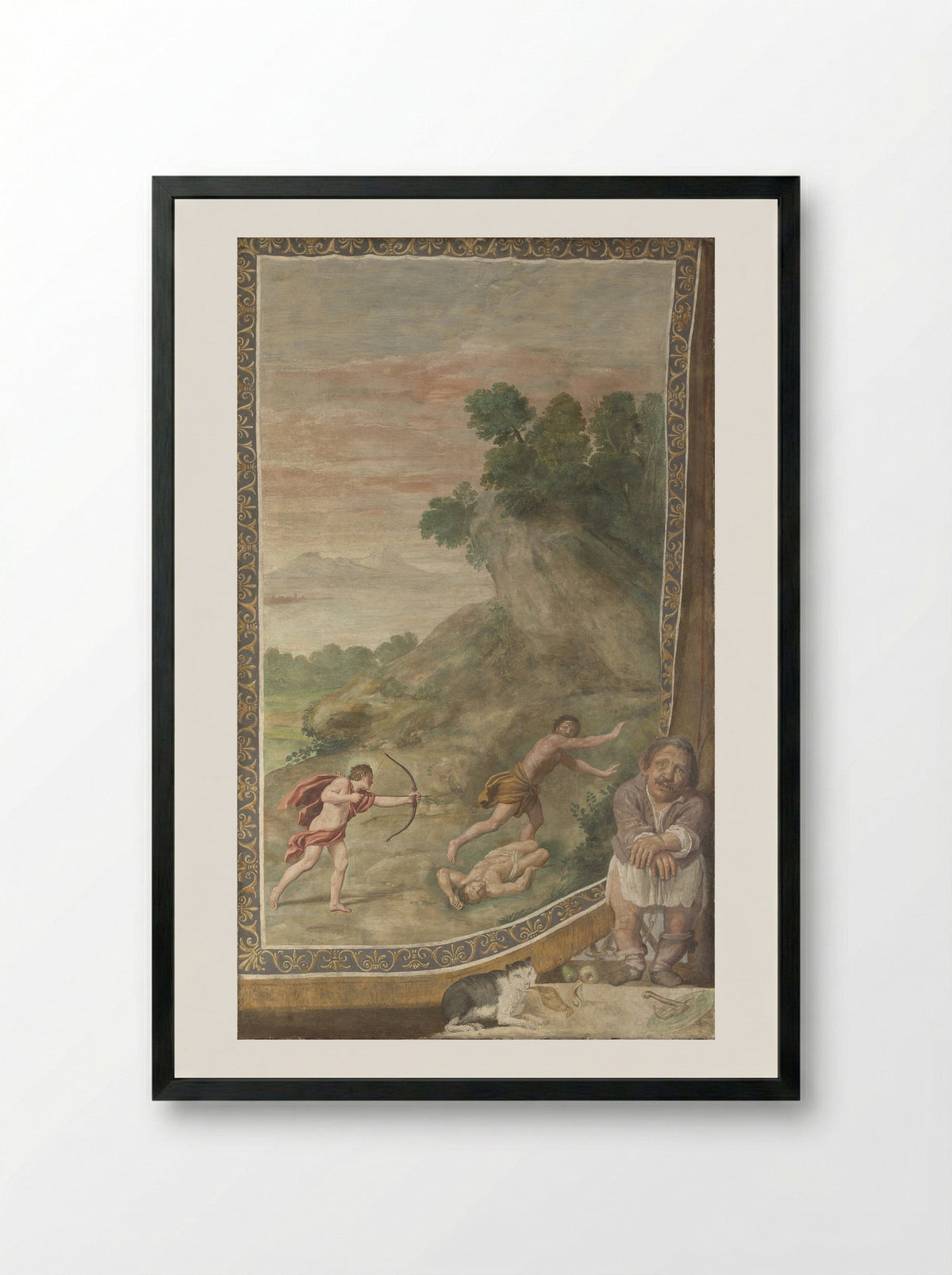 Apollo Killing the Cyclopes - Domenichino - Framed Print Black
