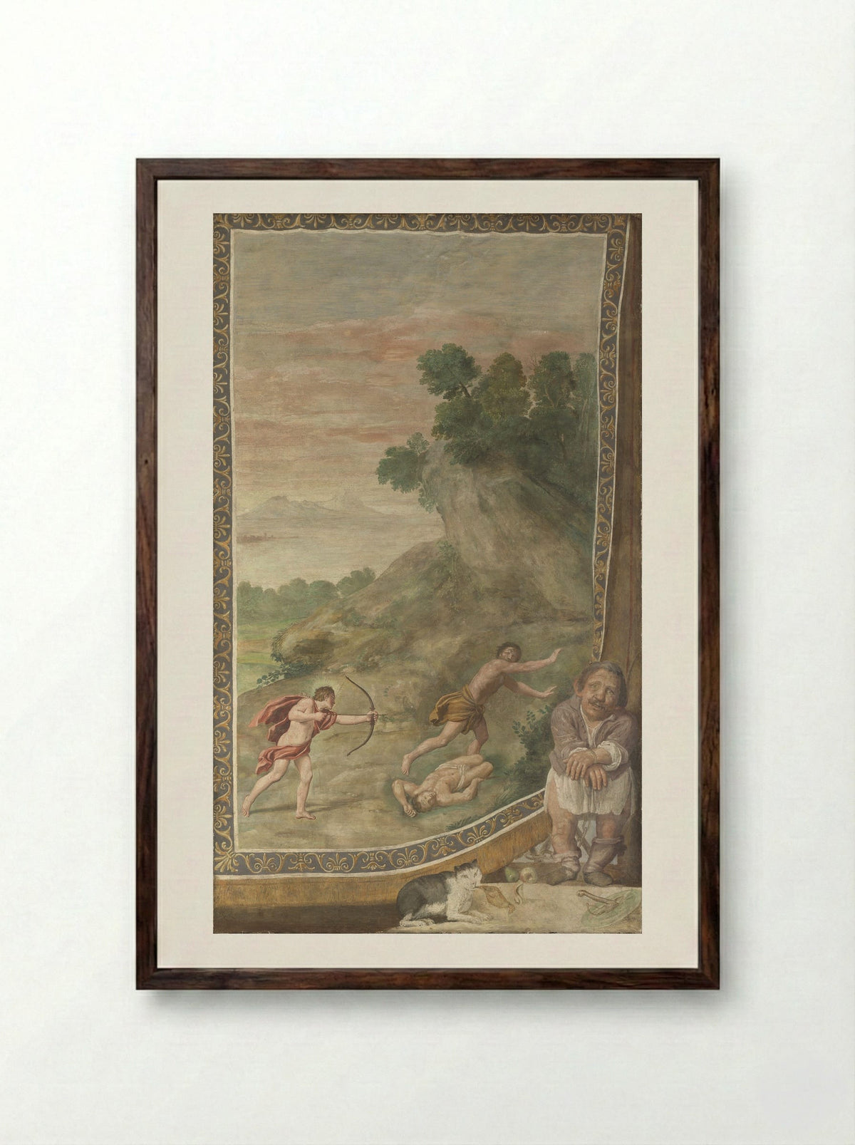 Apollo Killing the Cyclopes - Domenichino - Framed Print Dark Wood