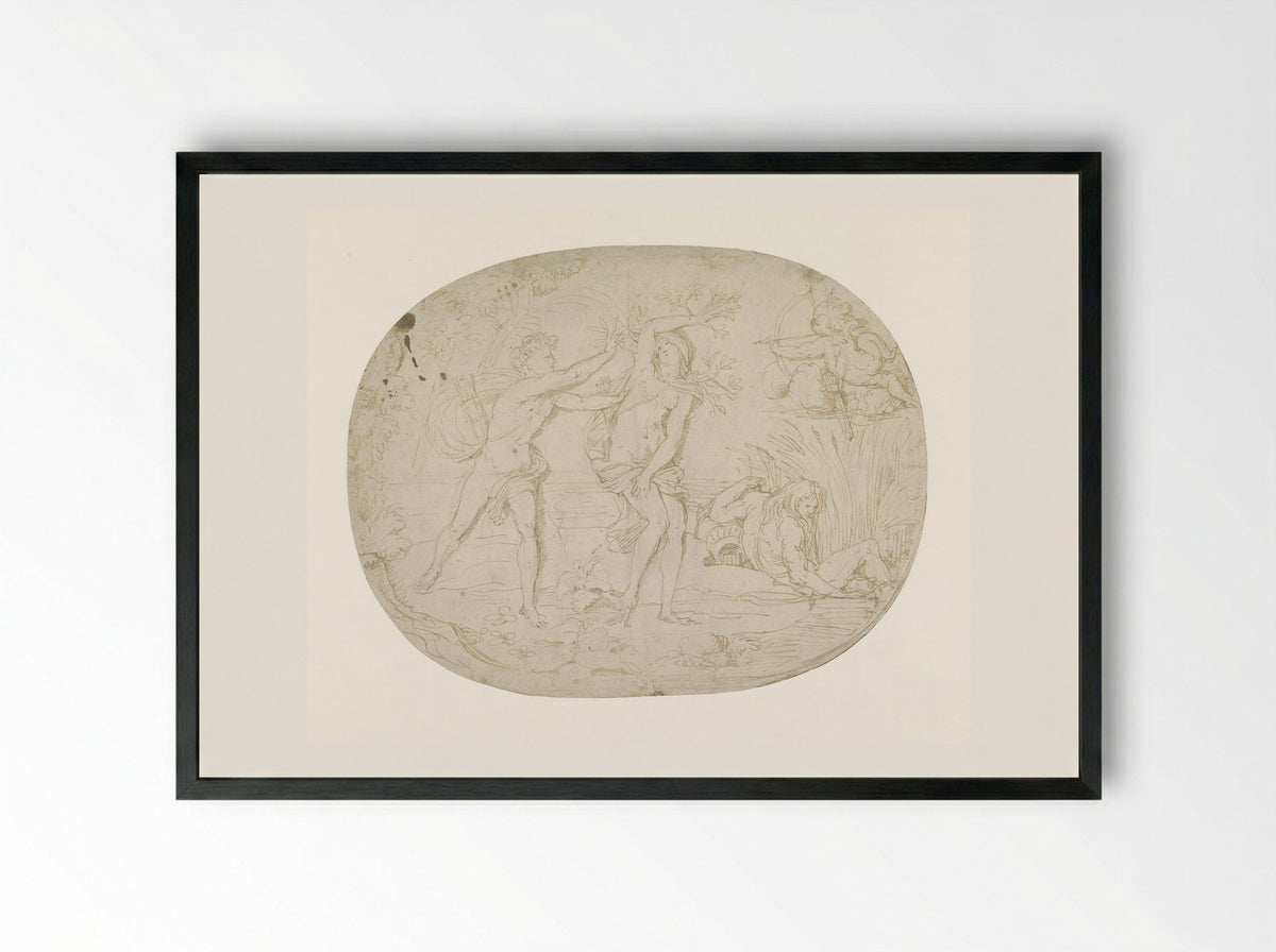 Apollo and Daphne - Jan Claudius de Cock - Framed Print Black