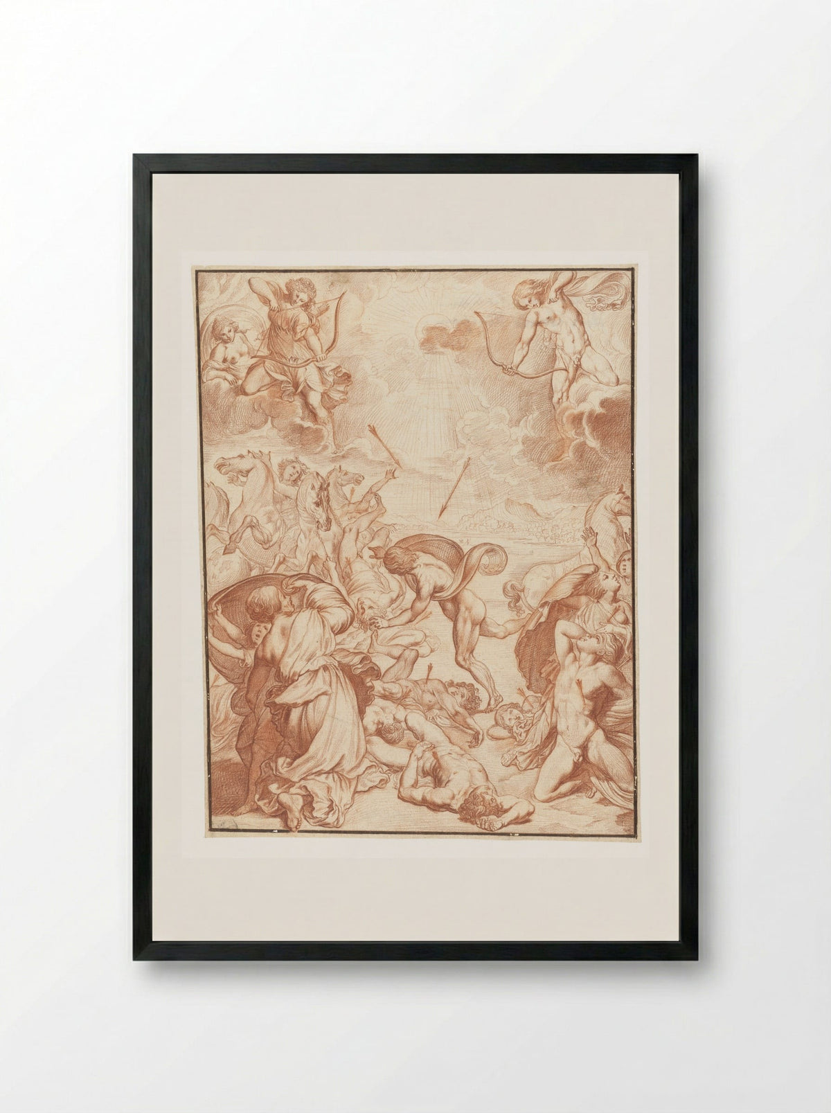 Apollo and Diana Slaying the Children of Niobe - Ludovicus Finsonius - Framed Print Black