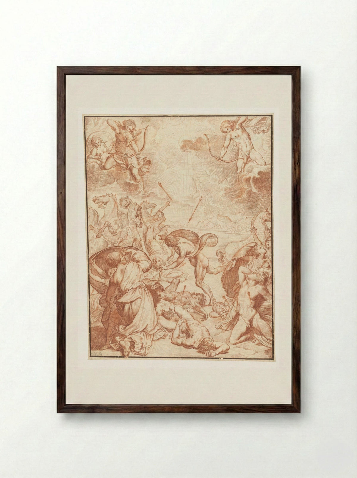 Apollo and Diana Slaying the Children of Niobe - Ludovicus Finsonius - Framed Print Dark Wood