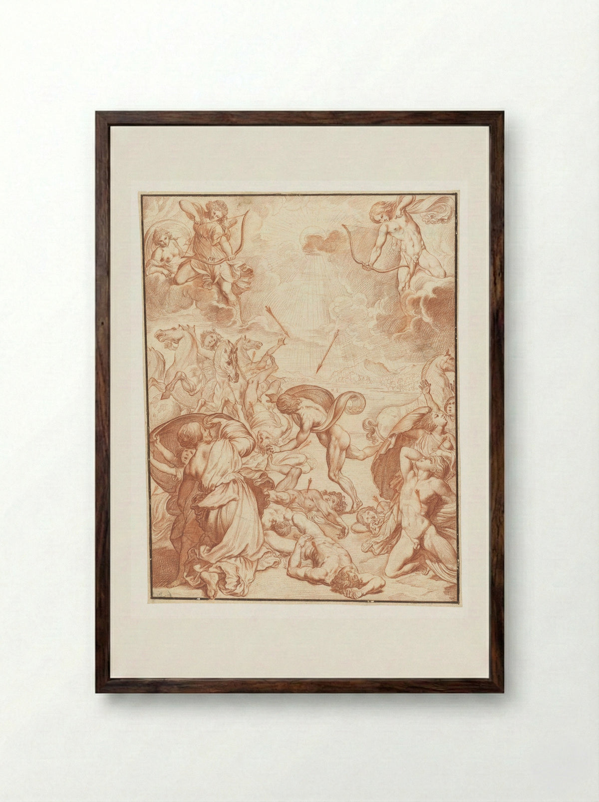 Apollo and Diana Slaying the Children of Niobe - Ludovicus Finsonius - Framed Print Dark Wood