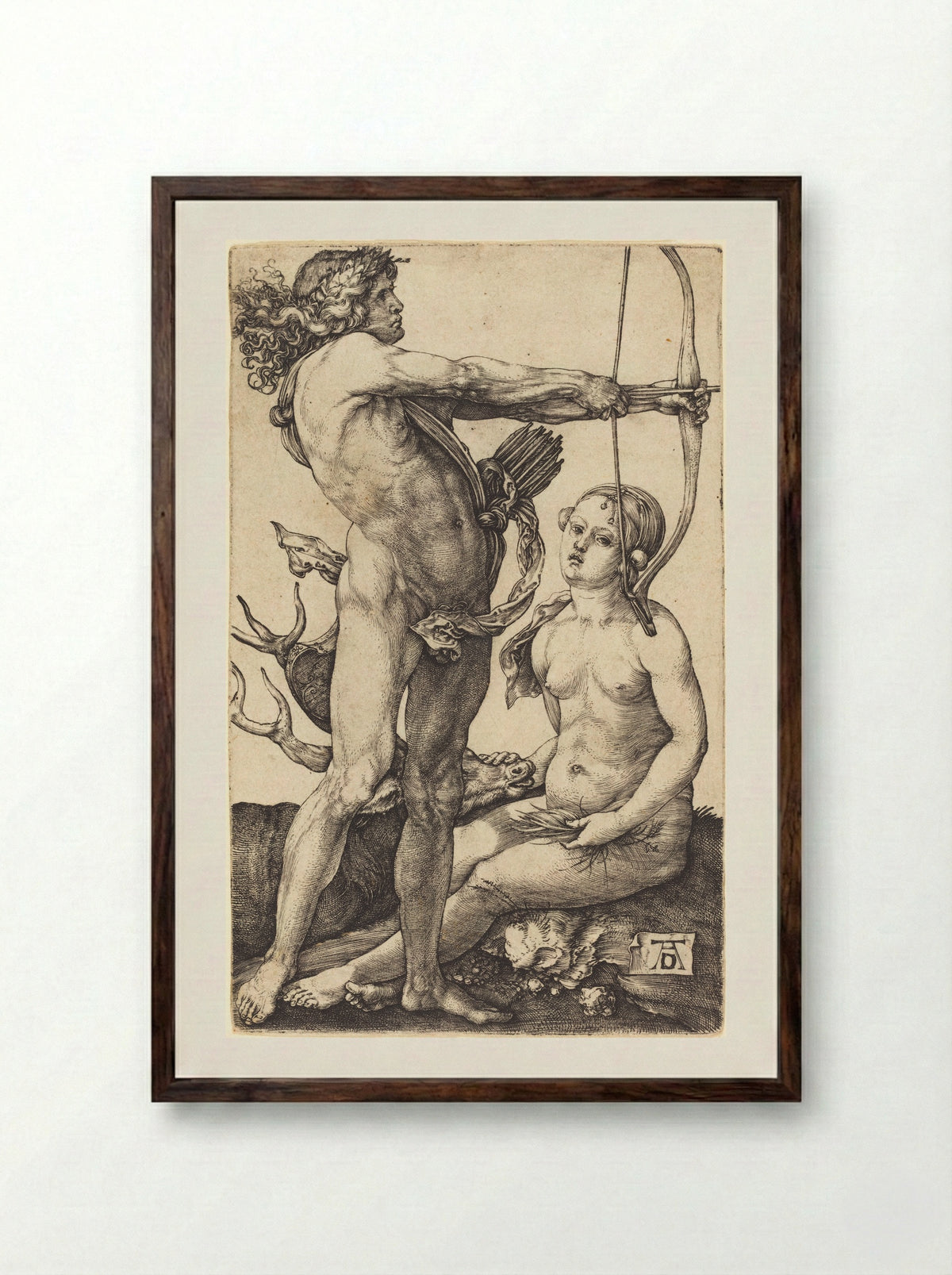 Apollo and Diana - Albrecht Dürer - Framed Print Dark Wood