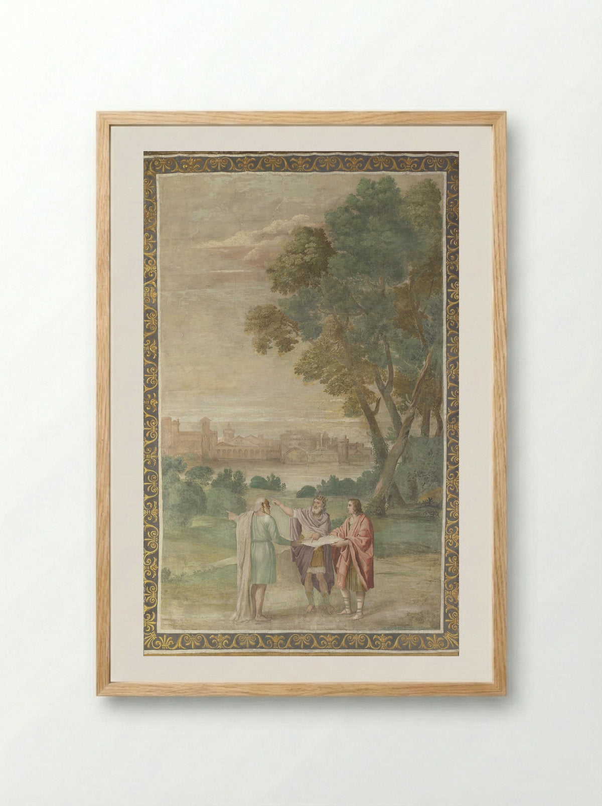 Apollo and Neptune advising Laomedon on the Building of Troy - Domenichino - Framed Print Wood