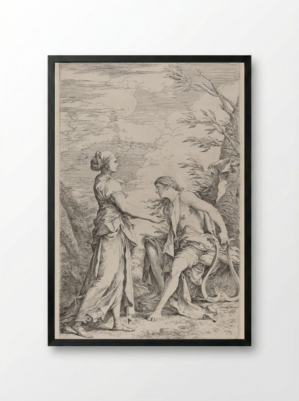Apollo and the Cumaean Sibyl - Salvator Rosa - Framed Print Black