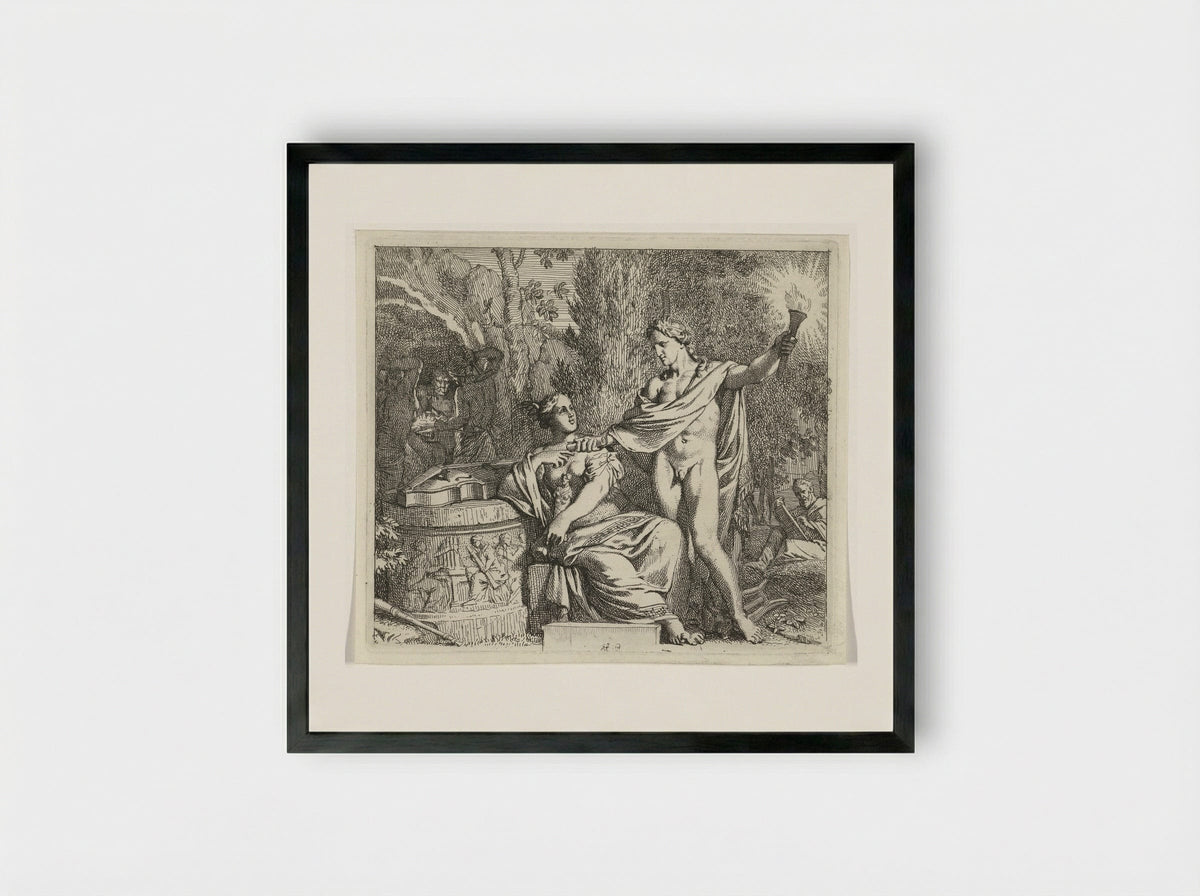 Apollo and the Invention of Music - Gerard de Lairesse - Framed Print Black