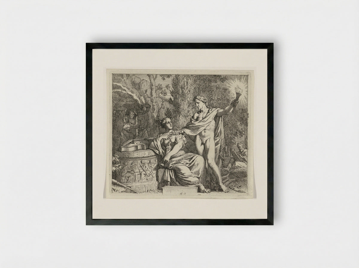 Apollo and the Invention of Music - Gerard de Lairesse - Framed Print Black
