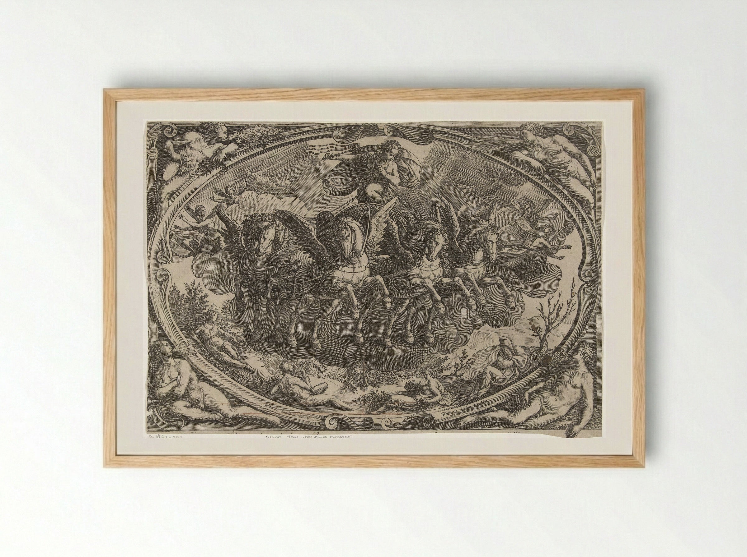 Apollo in the Sun Chariot - Philips Galle - Framed Print Wood