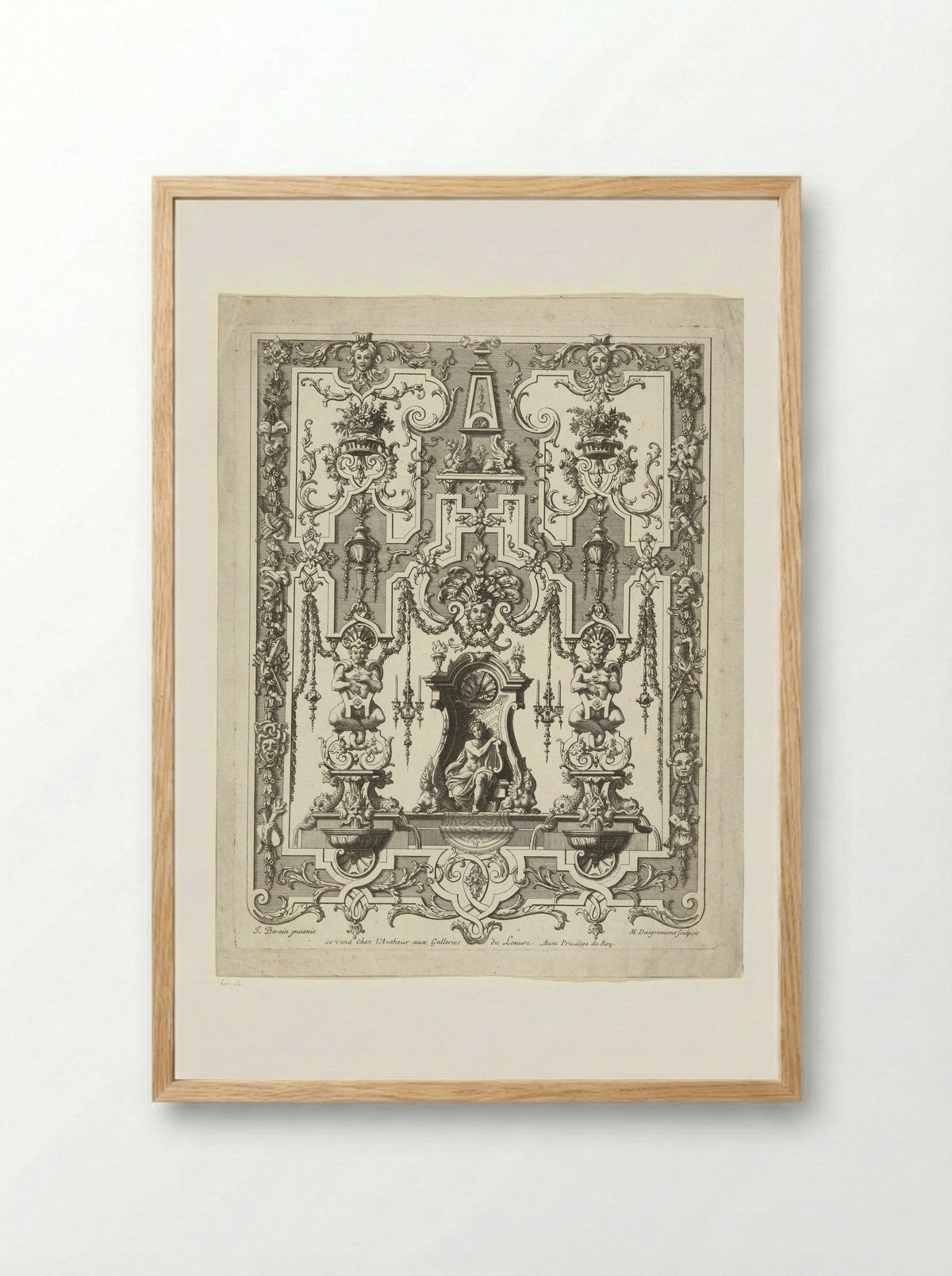 Apollo on a Throne - Jean Berain (le Vieux) - Framed Print Wood