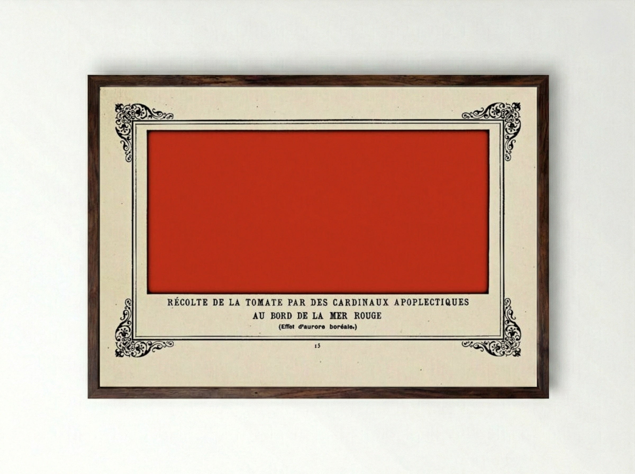 Apoplectic Cardinals Harvesting Tomatoes on the Shore of the Red Sea - Alphonse Allais - Framed Print Dark Wood