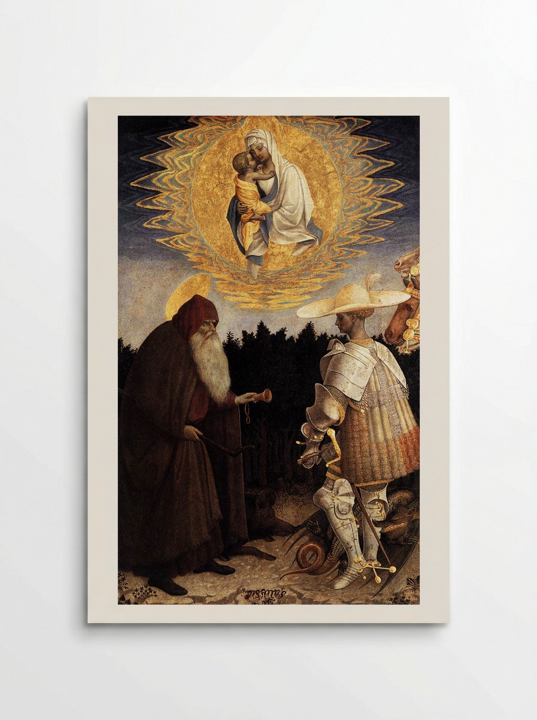 Apparition of the Virgin to Saints Anthony Abbot and George - Pisanello - Poster