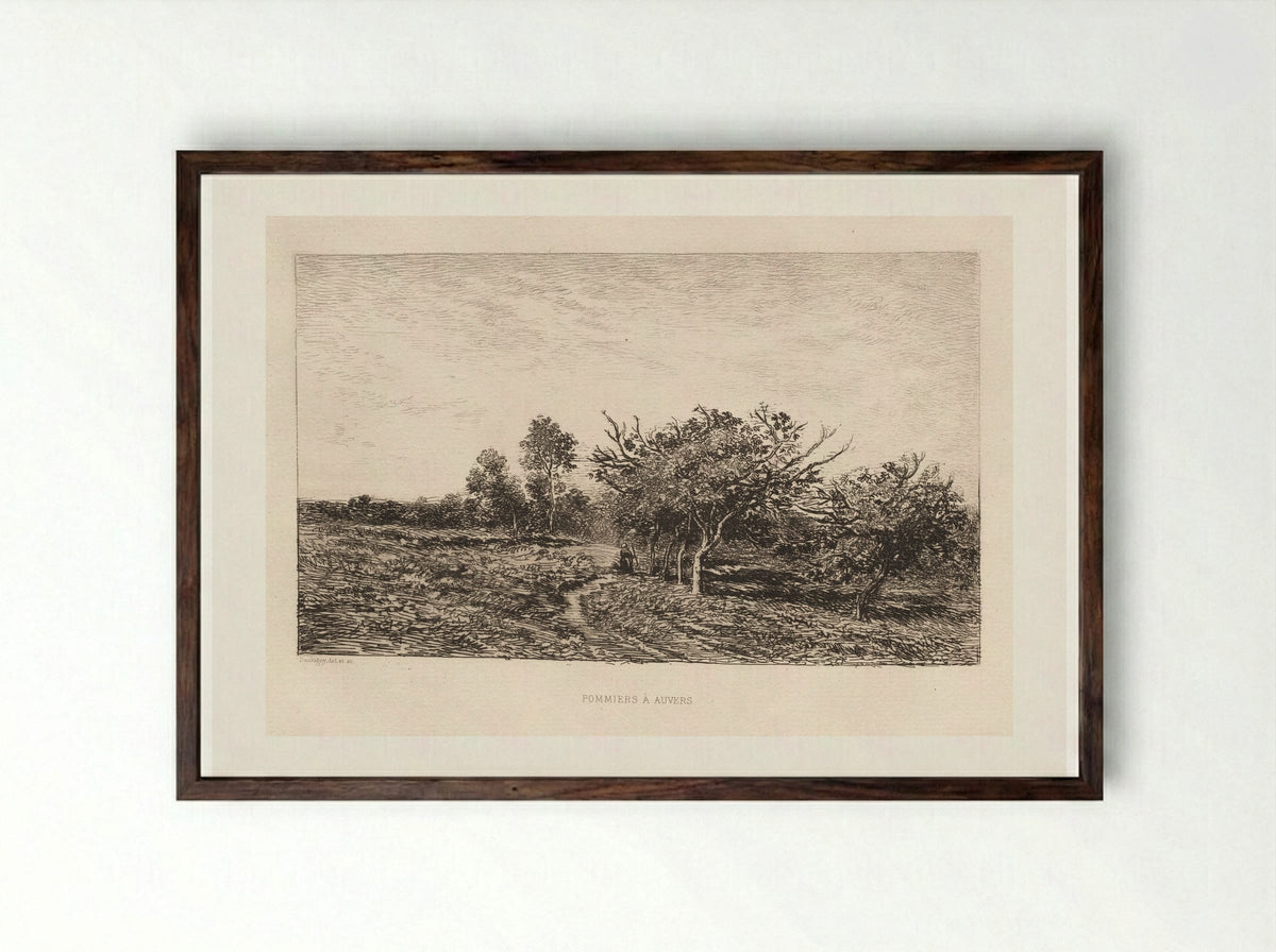 Apple Trees at Auvers - Charles-François Daubigny - Framed Print Dark Wood
