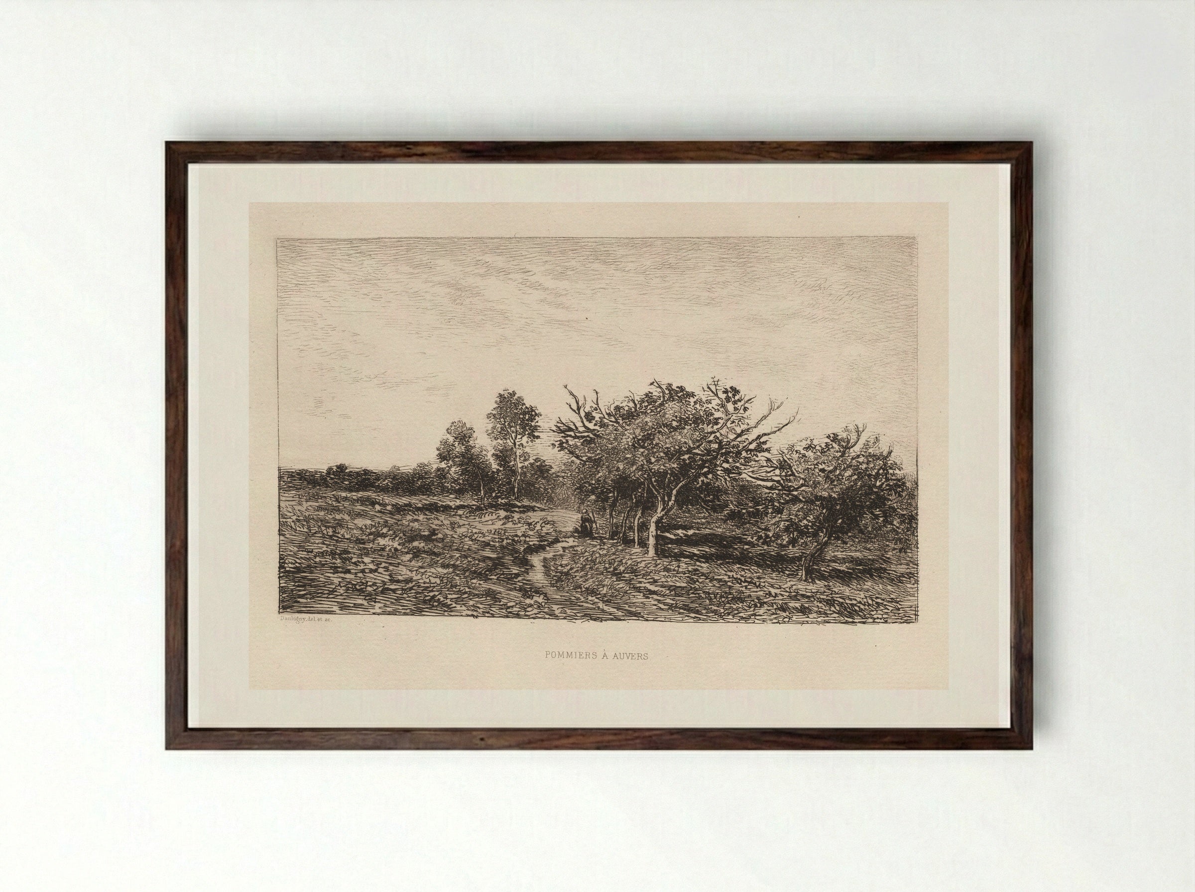 Apple Trees at Auvers - Charles-François Daubigny - Framed Print Dark Wood