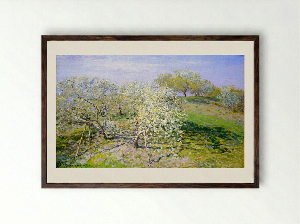 Apple Trees in Bloom - Claude Monet - Framed Print Dark Wood