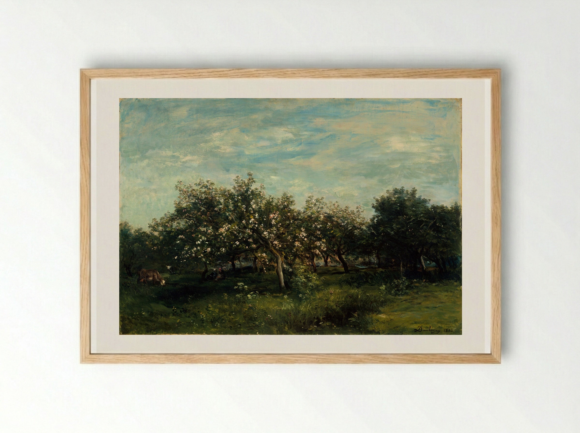 Apple Trees in Blossom - Charles-François Daubigny - Framed Print Wood