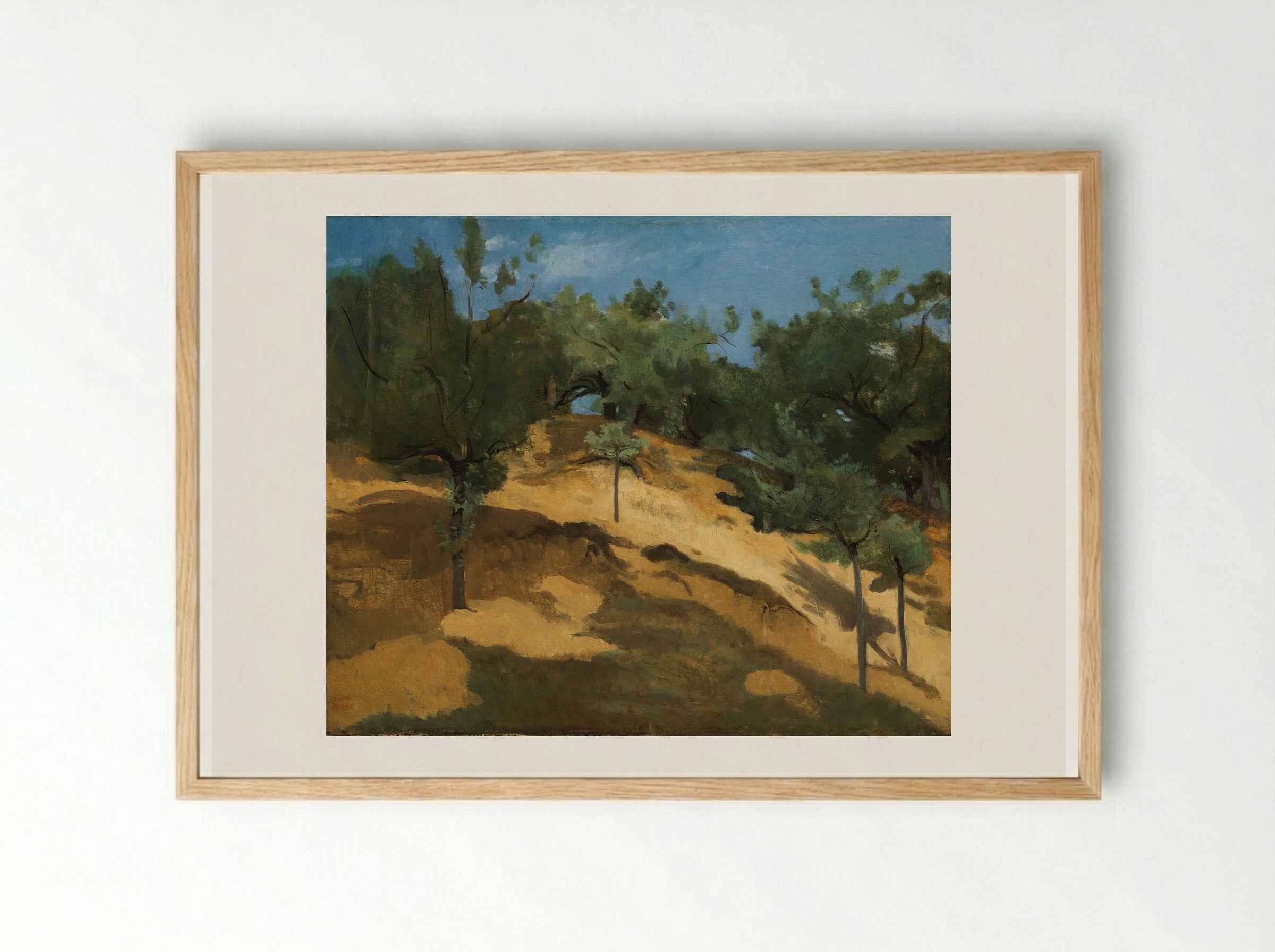 Apple Trees on a Hillside near Saint-Lô - Jean-Baptiste-Camille Corot - Framed Print Wood