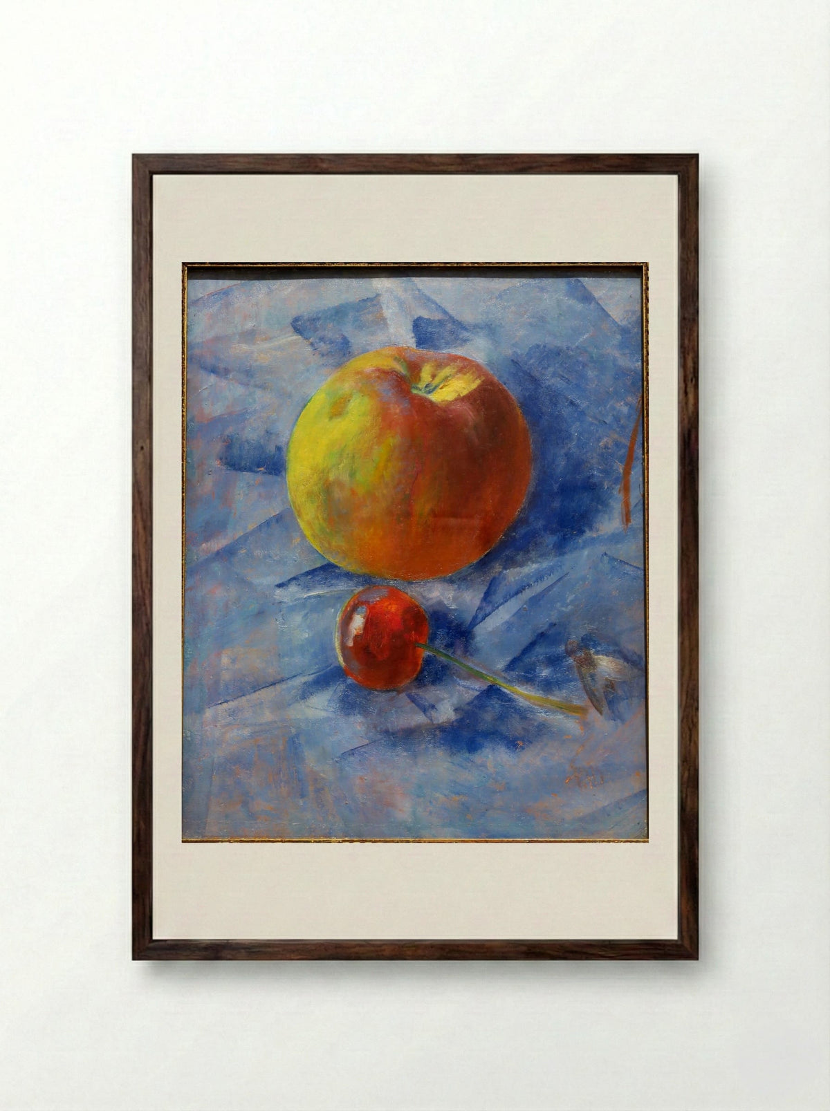 Apple and Cherry - Kuzma Petrov-Vodkin - Framed Print Dark Wood