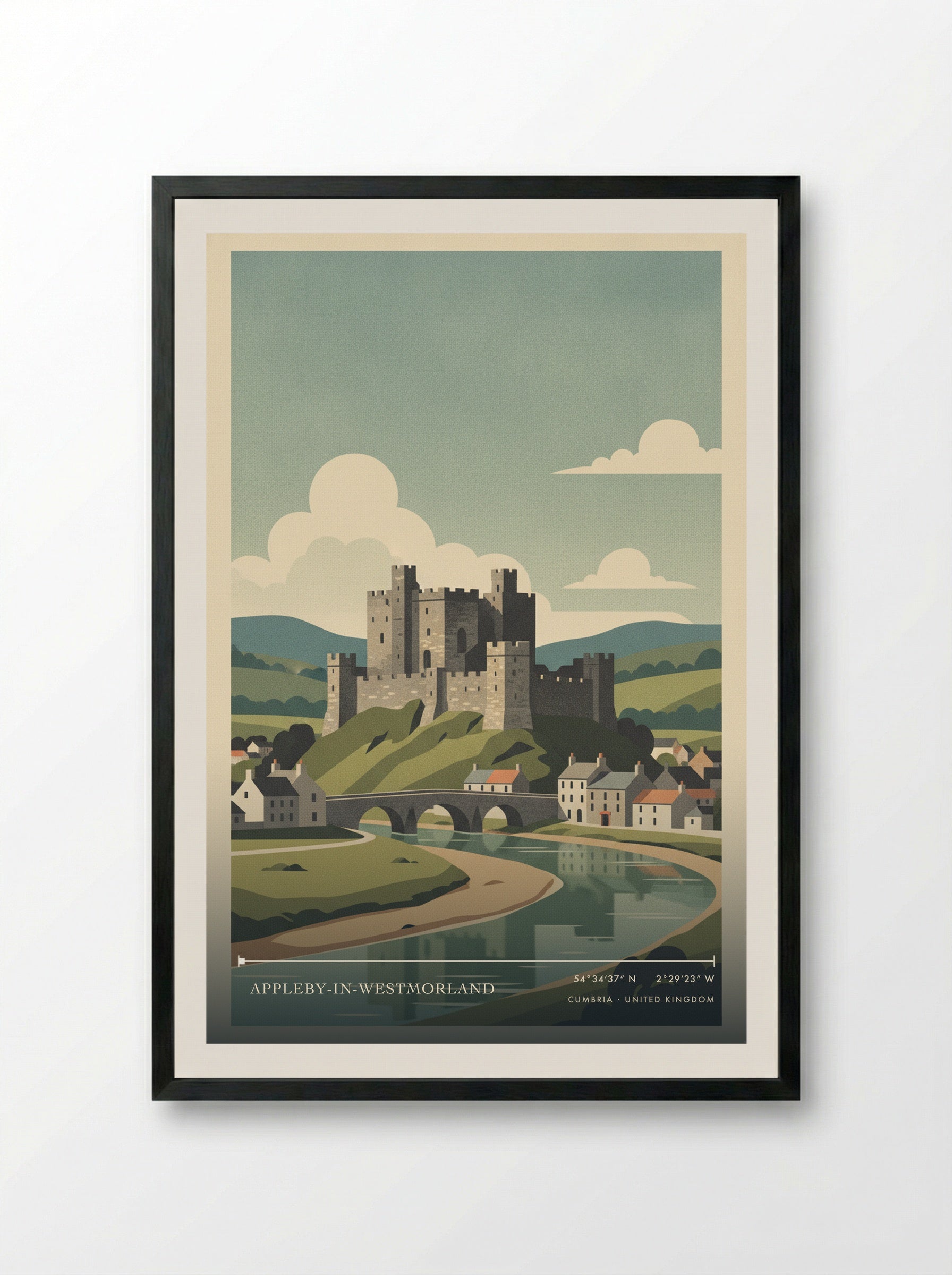 Appleby-in-Westmorland Cumbria United Kingdom Travel Poster - Framed Print Black