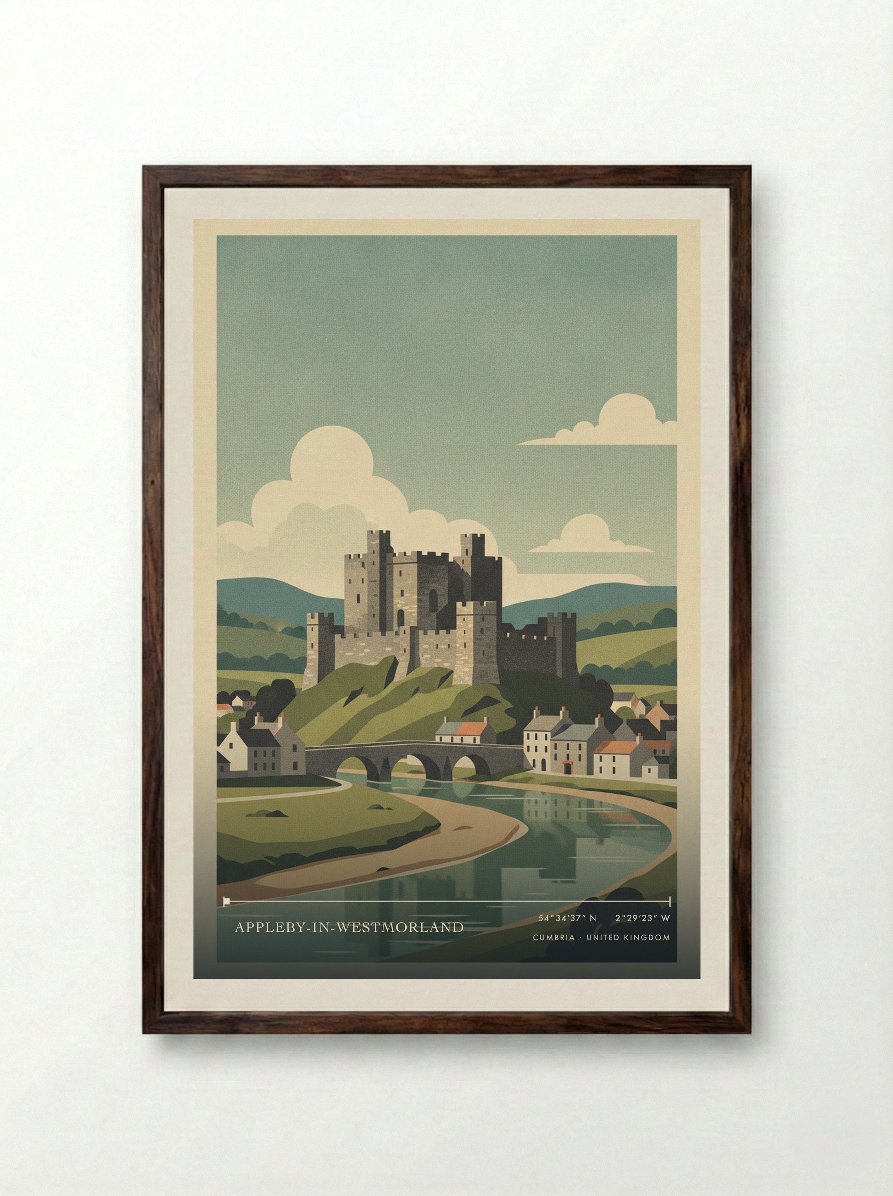 Appleby-in-Westmorland Cumbria United Kingdom Travel Poster - Framed Print Dark Wood