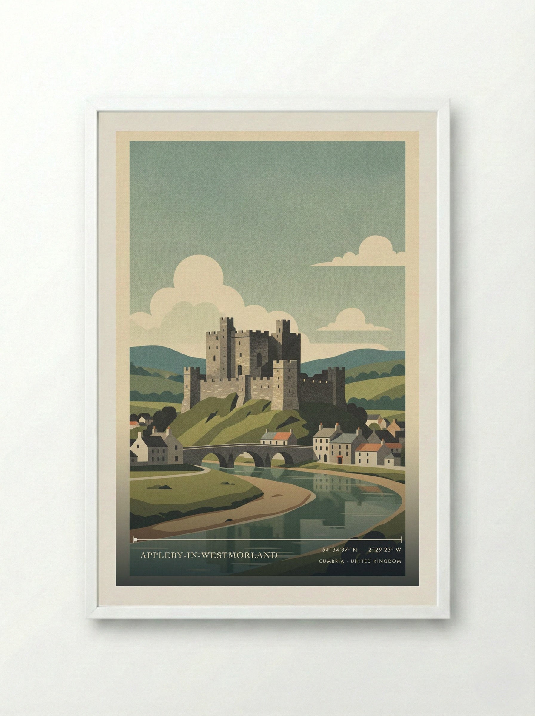 Appleby-in-Westmorland Cumbria United Kingdom Travel Poster - Framed Print White