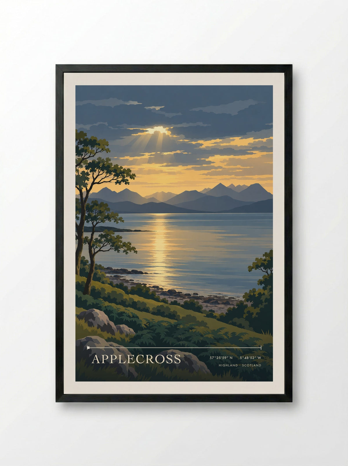 Applecross, Highland | Travel Poster - Framed Print Black