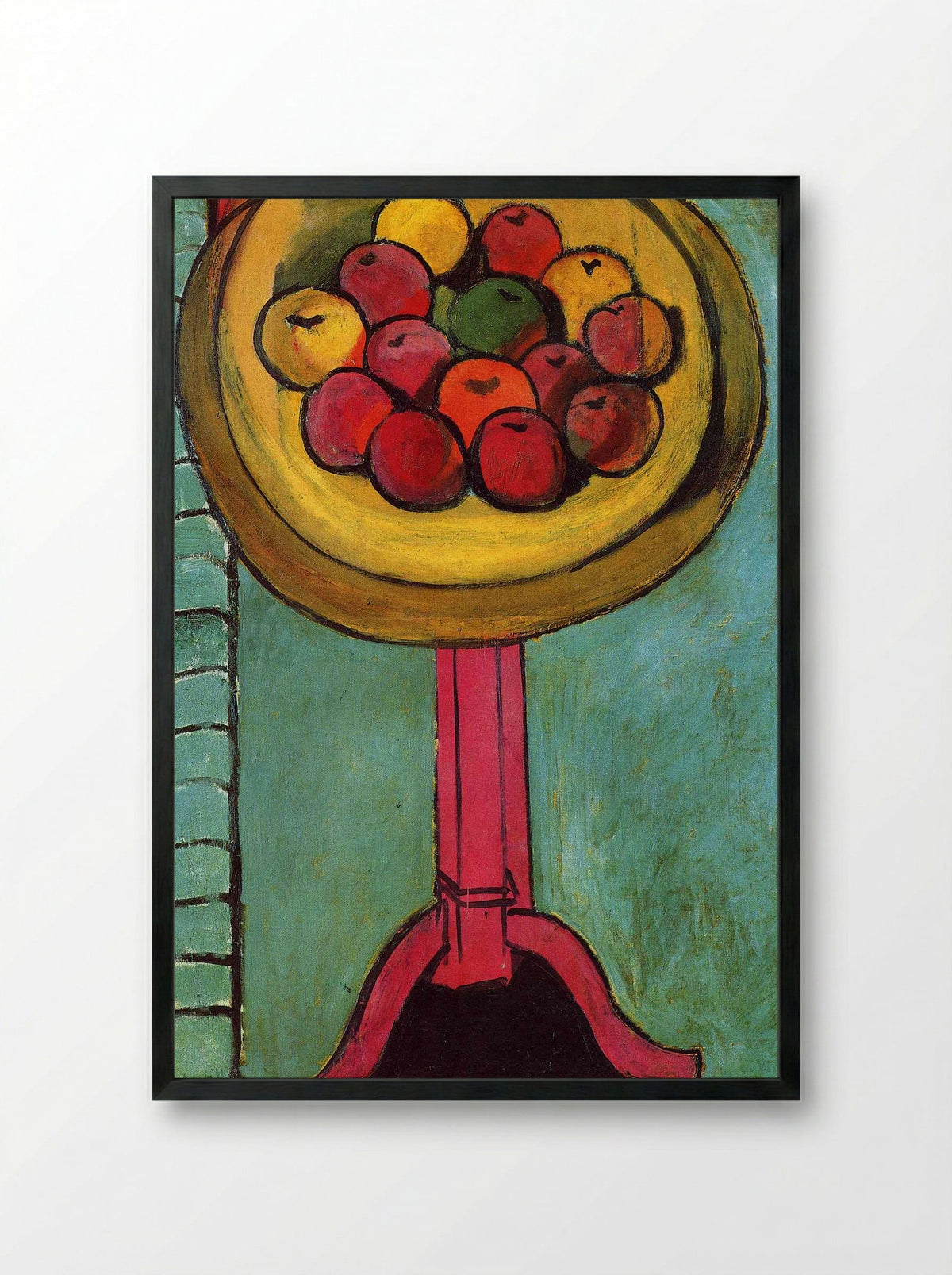 Apples on a Table, Green Background - Henri Matisse - Framed Print Black