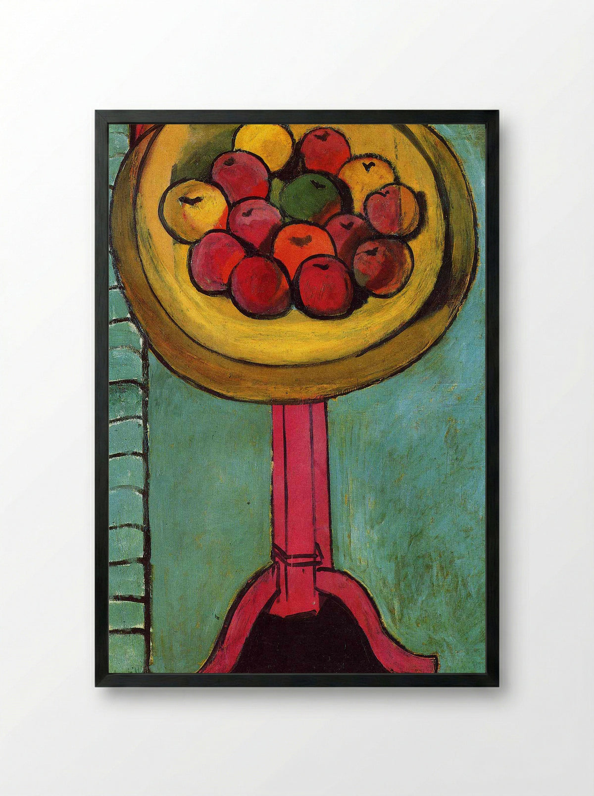 Apples on a Table, Green Background - Henri Matisse - Framed Print Black