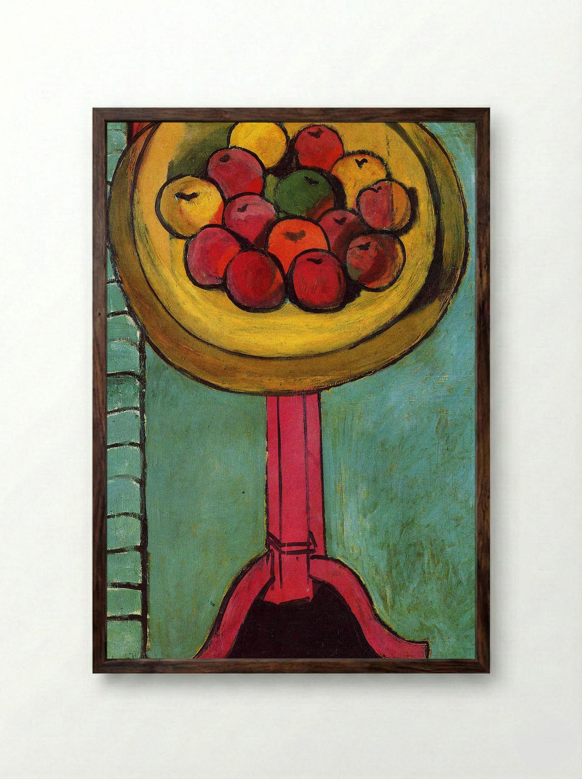 Apples on a Table, Green Background - Henri Matisse - Framed Print Dark Wood