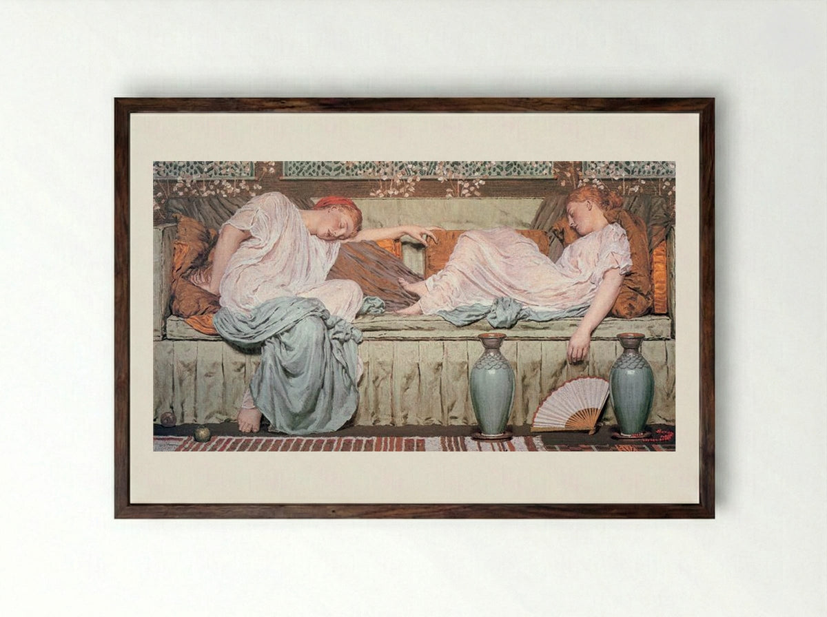 Apples - Albert Joseph Moore - Framed Print Dark Wood