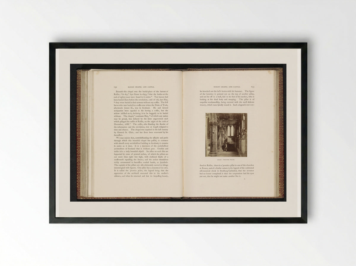 Apprentice Pillar in Rosslyn Chapel - George Washington Wilson - Framed Print Black