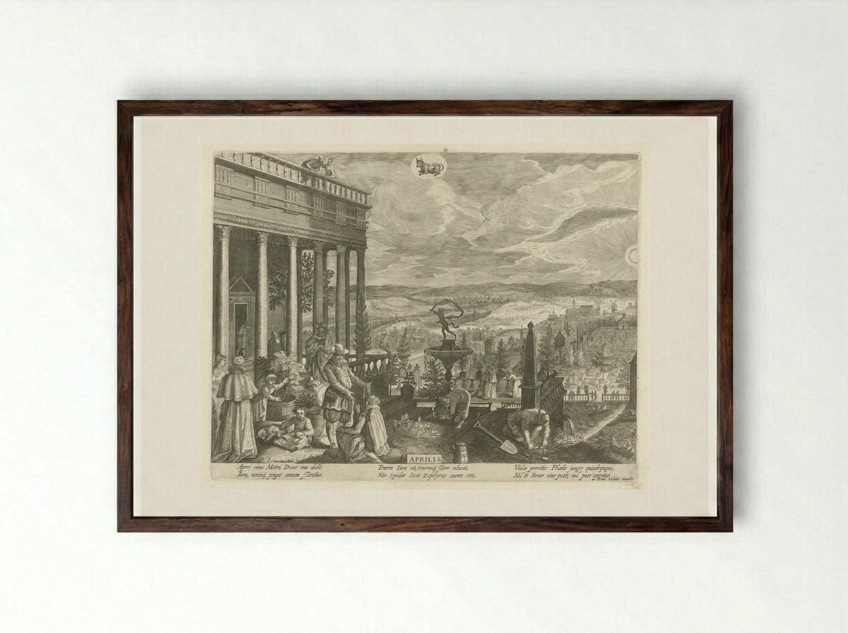 April - Aegidius Sadeler II - Framed Print Dark Wood