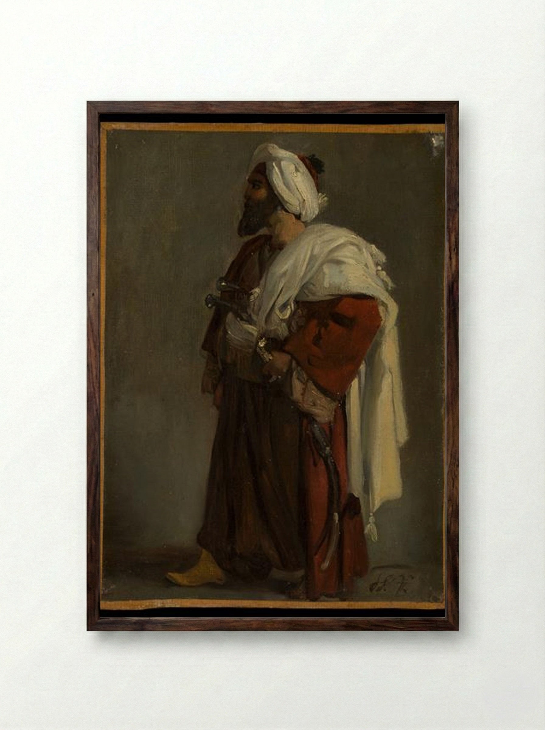 Arab Warrior - Horace Vernet - Framed Print Dark Wood