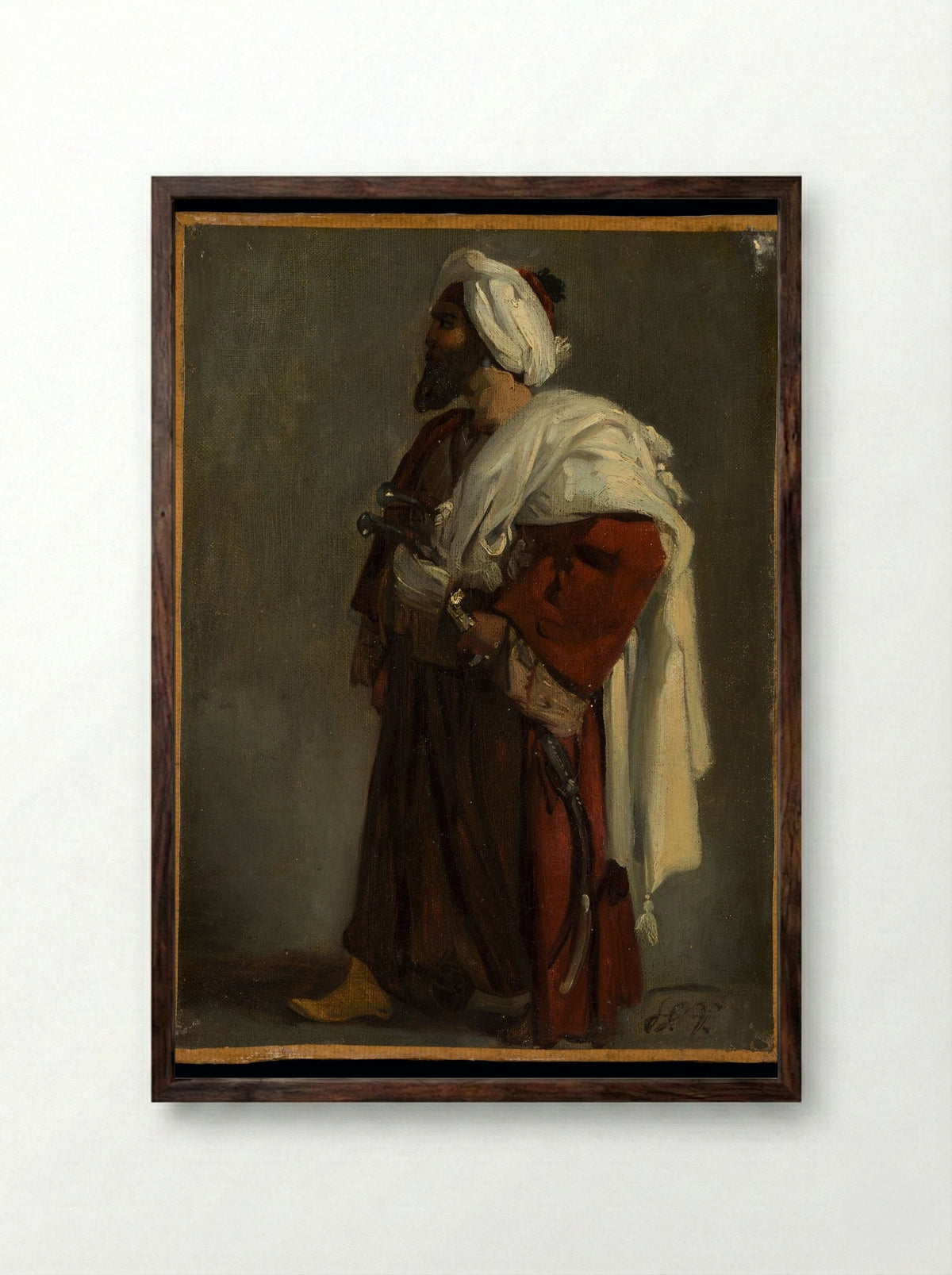 Arab Warrior - Horace Vernet - Framed Print Dark Wood