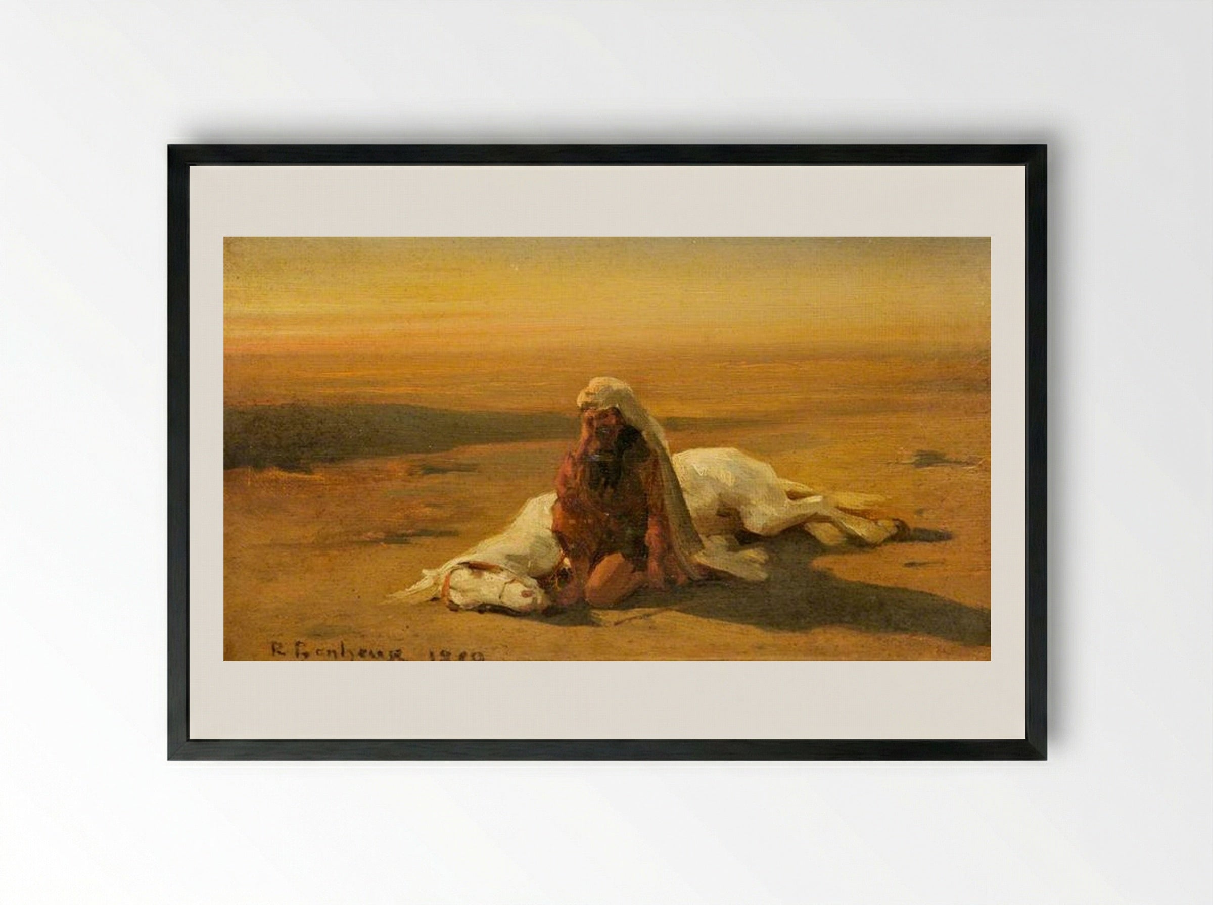 Arab and a Dead Horse - Rosa Bonheur - Framed Print Black