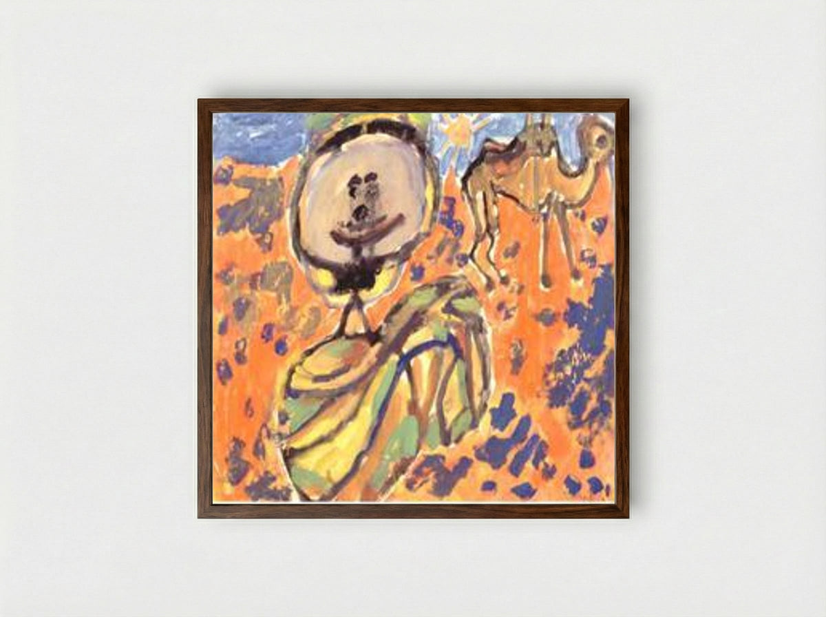 Arab camel saddled - Jean Dubuffet - Framed Print Dark Wood
