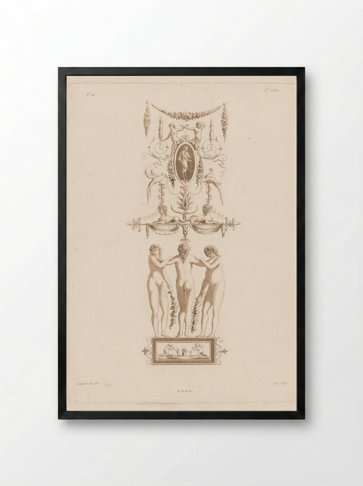 Arabesken en drie vrouwen - Laurent Guyot - Framed Print Black