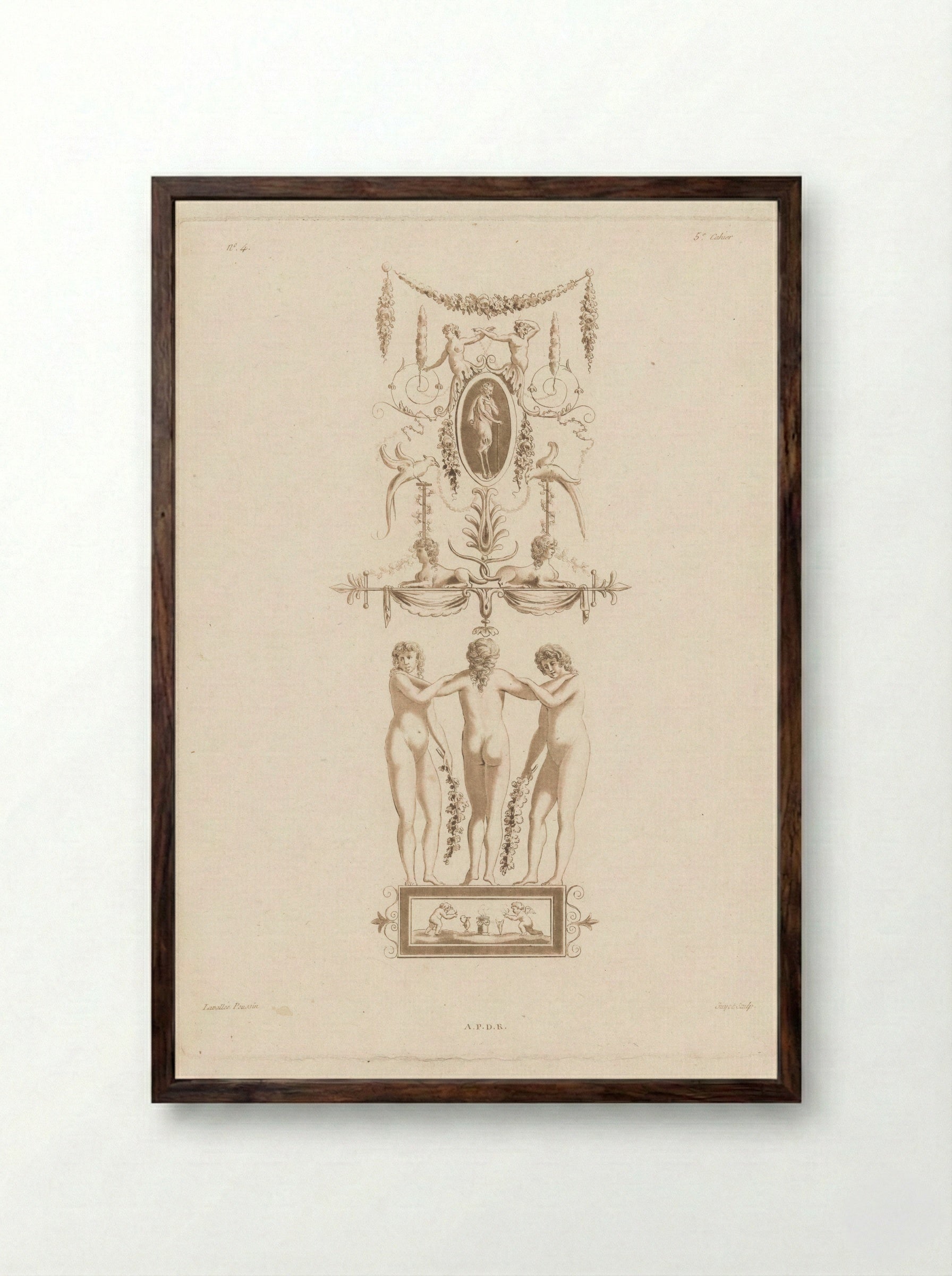 Arabesken en drie vrouwen - Laurent Guyot - Framed Print Dark Wood