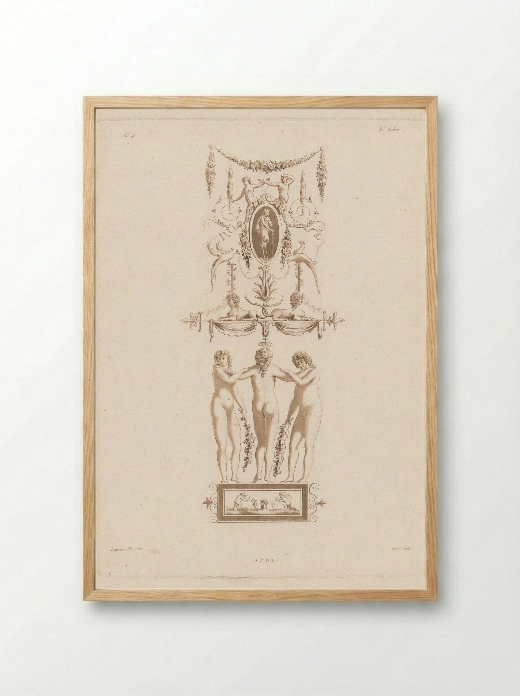 Arabesken en drie vrouwen - Laurent Guyot - Framed Print Wood