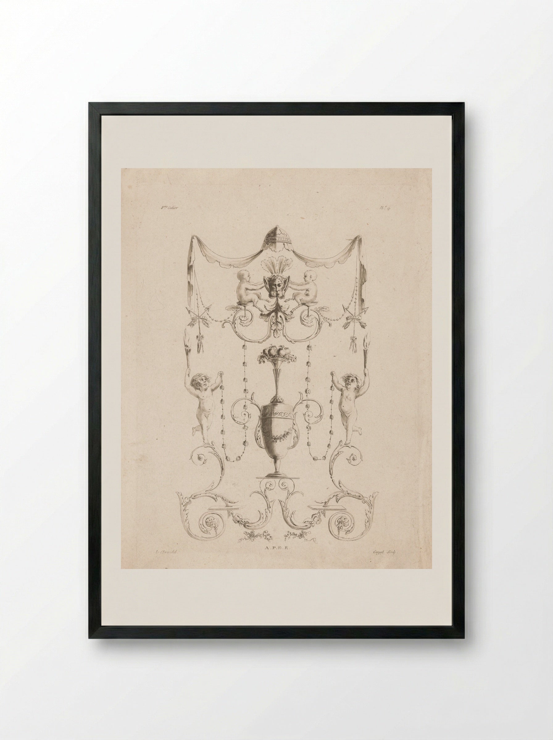 Arabesken met putti - Laurent Guyot - Framed Print Black