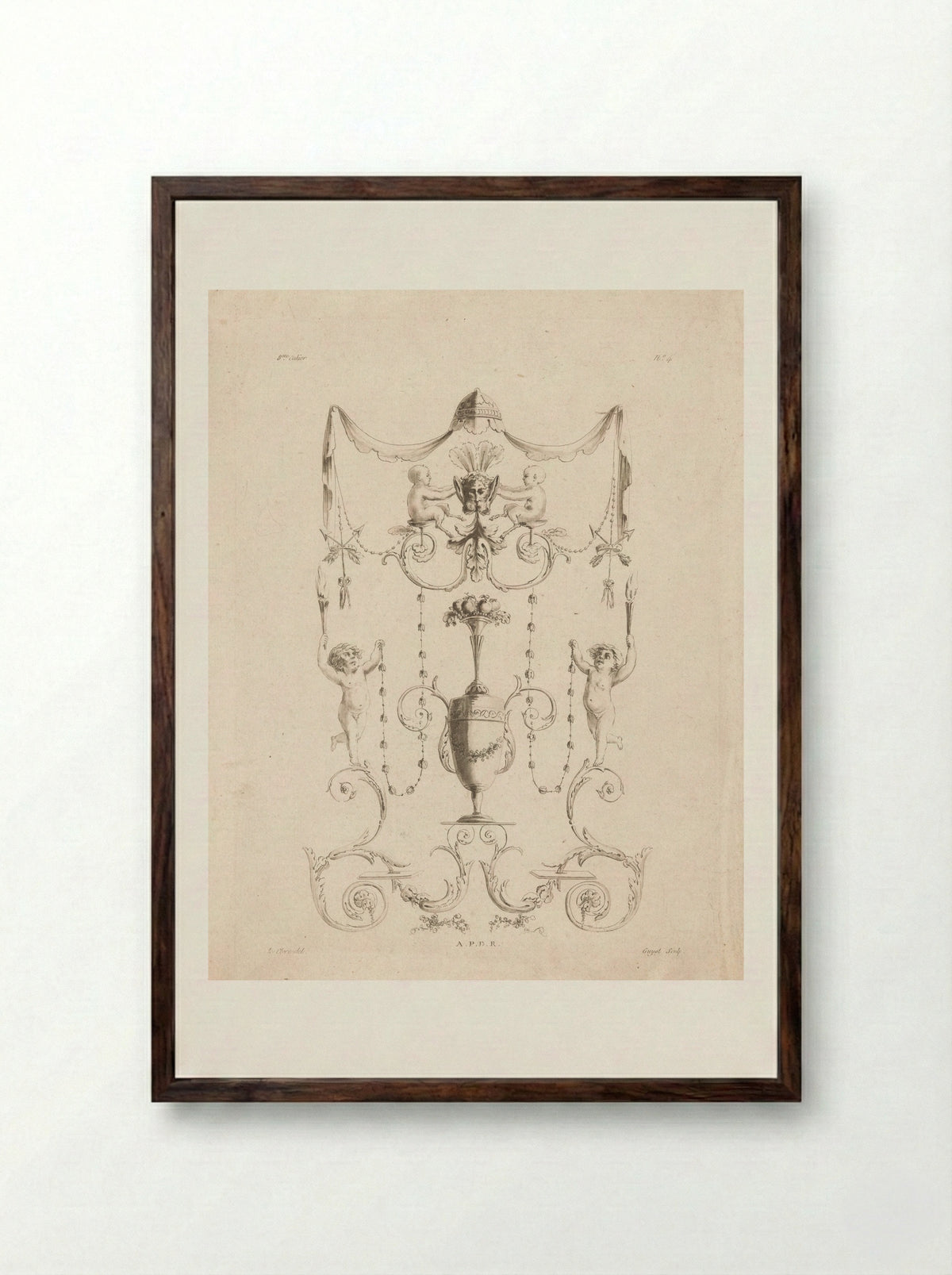 Arabesken met putti - Laurent Guyot - Framed Print Dark Wood