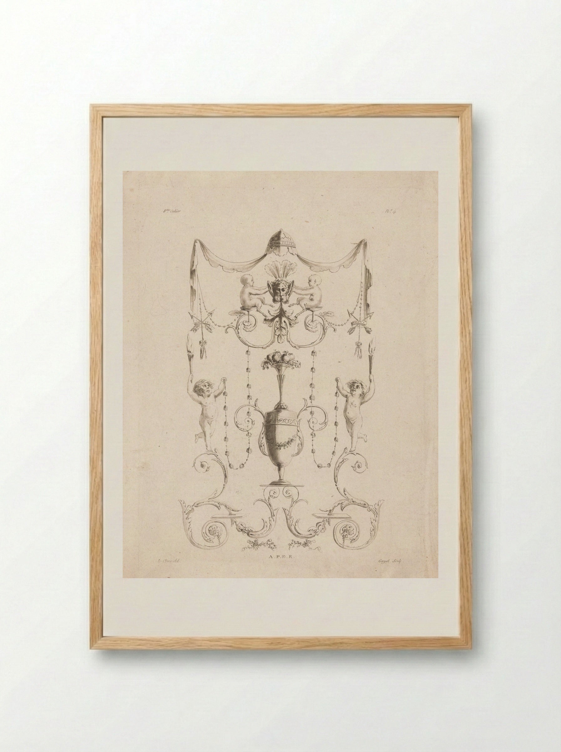 Arabesken met putti - Laurent Guyot - Framed Print Wood