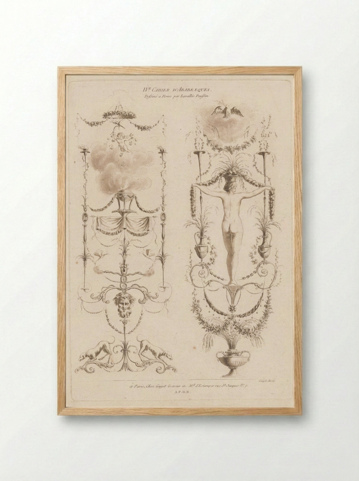 Arabesken met rookvat en vrouw - Laurent Guyot - Framed Print Wood