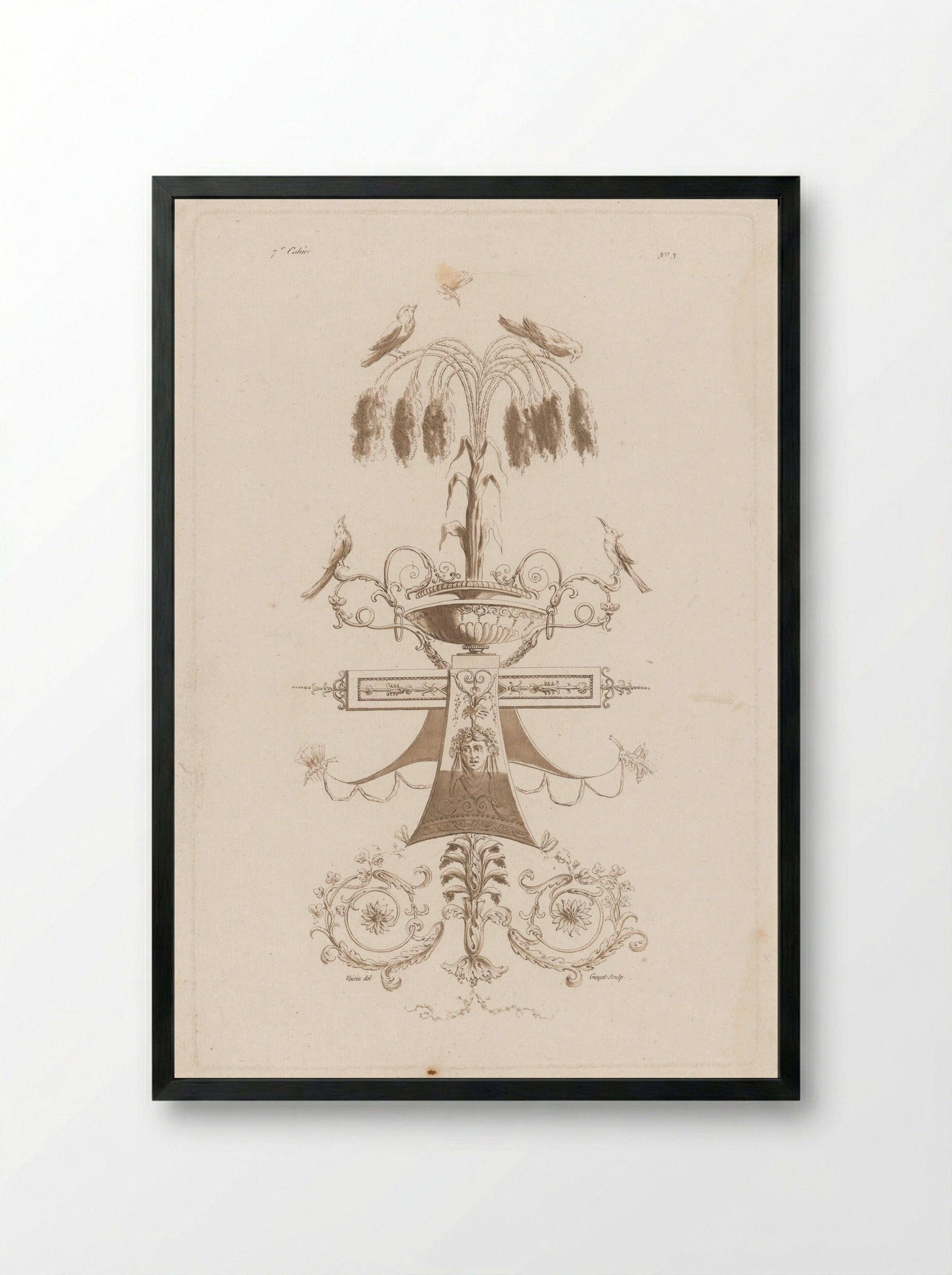 Arabesken met vogels - Laurent Guyot - Framed Print Black