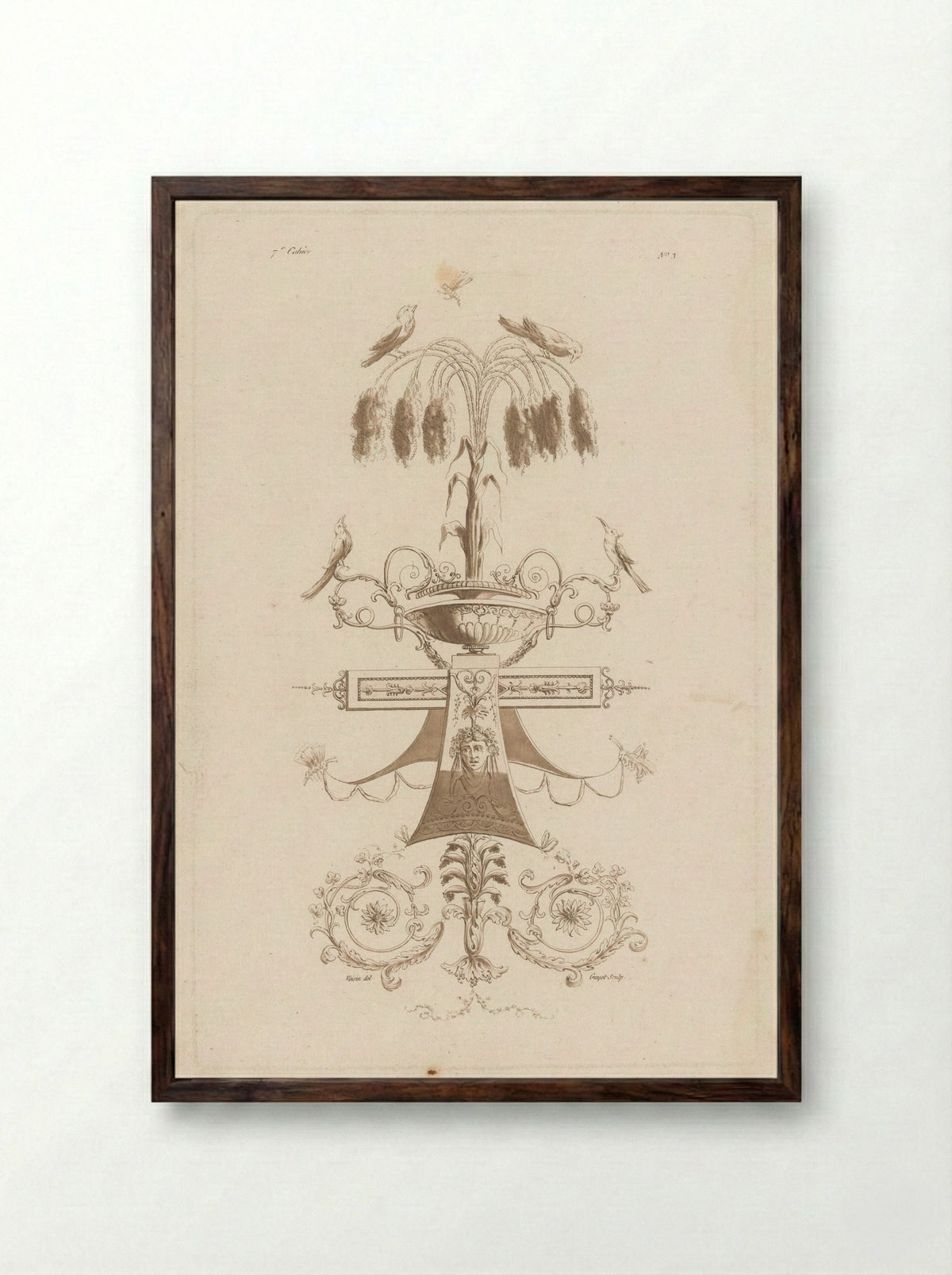 Arabesken met vogels - Laurent Guyot - Framed Print Dark Wood