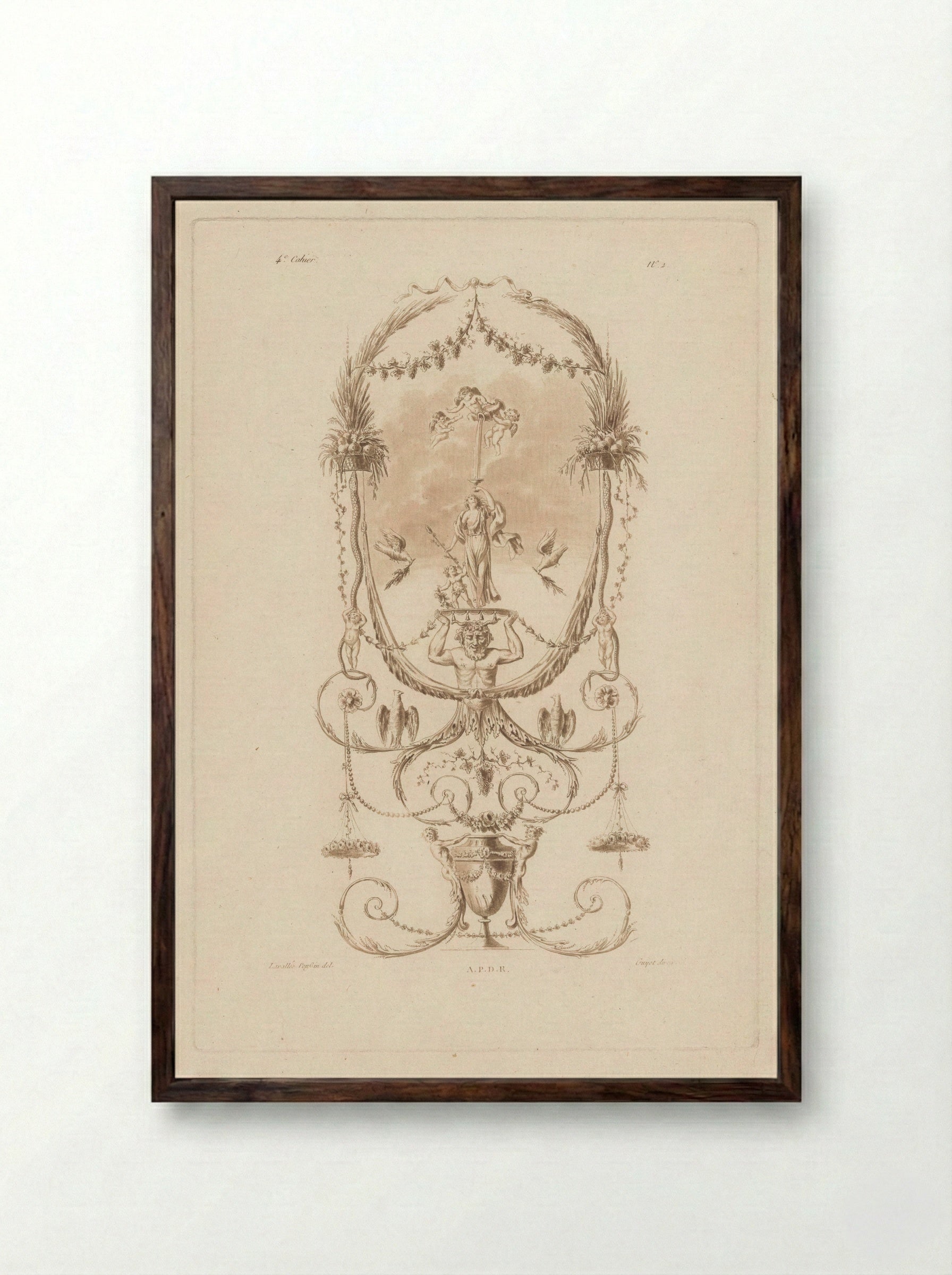 Arabesken met vrouw met kelk - Laurent Guyot - Framed Print Dark Wood