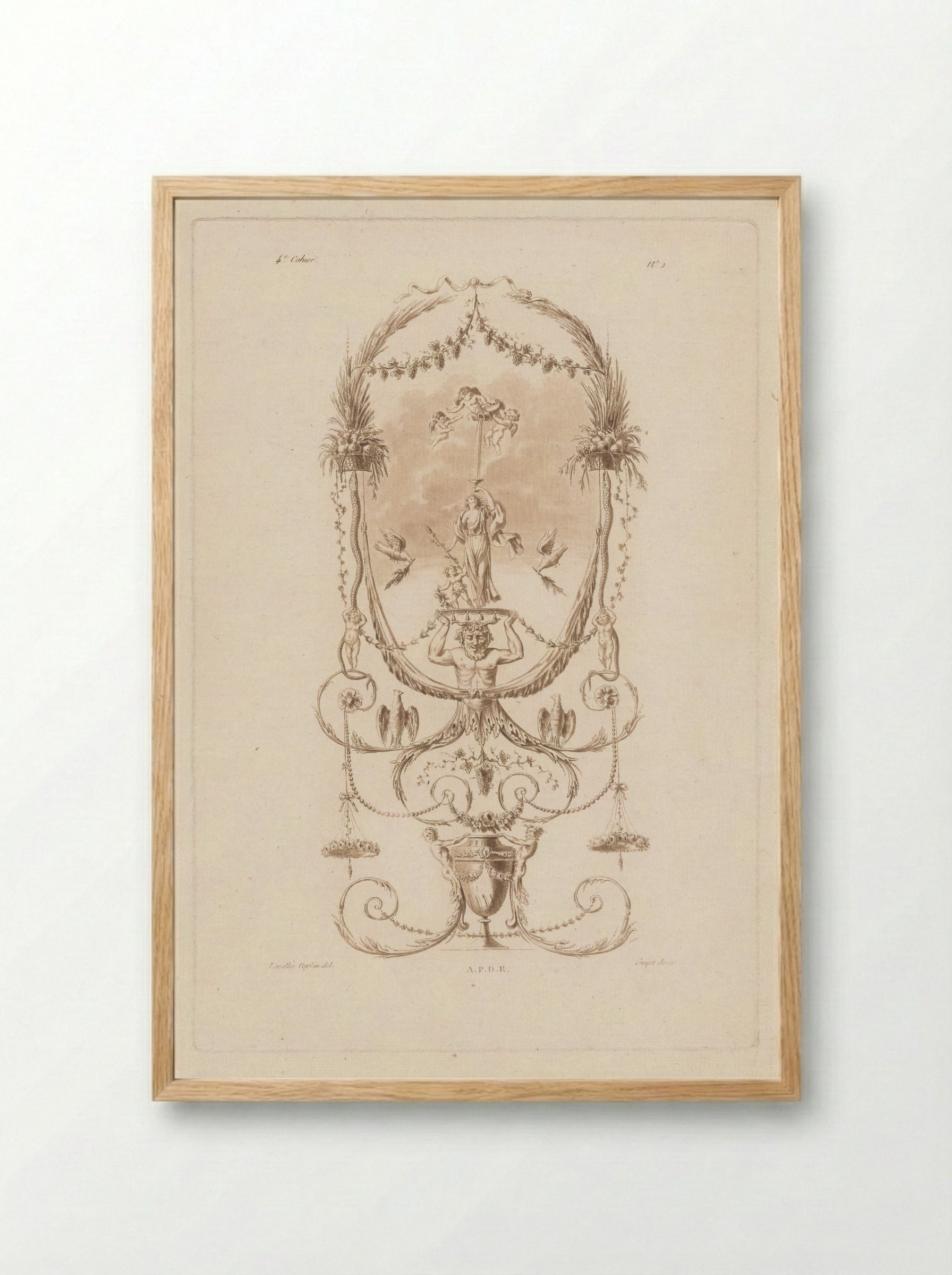 Arabesken met vrouw met kelk - Laurent Guyot - Framed Print Wood