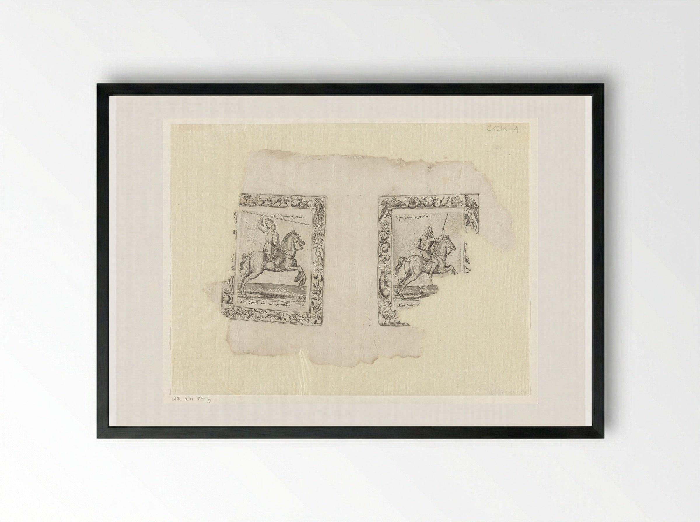Arabische hoofdman en ruiter - Abraham de Bruyn - Framed Print Black