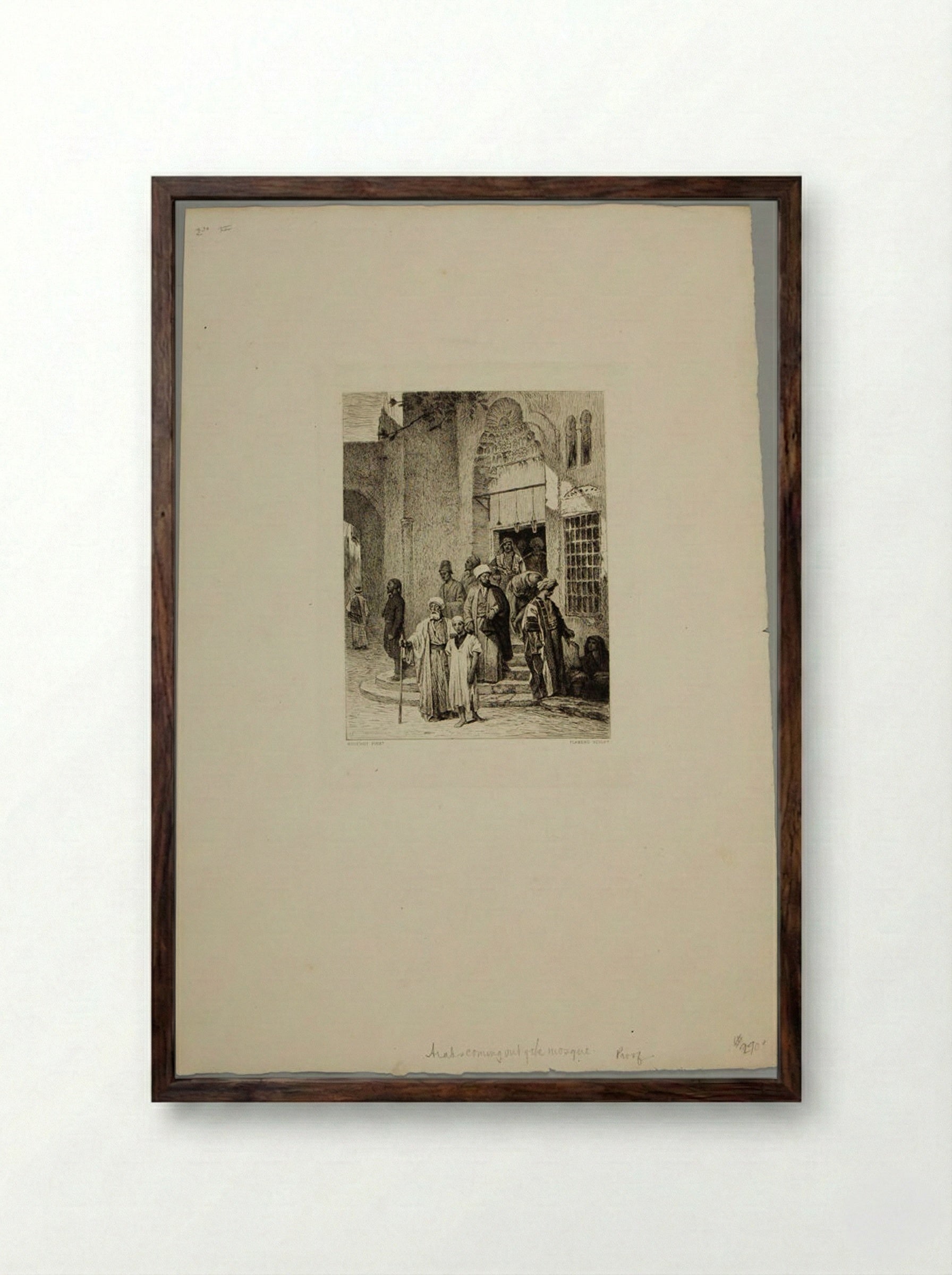 Arabs Coming Out of the Mosque - Léopold Flameng - Framed Print Dark Wood