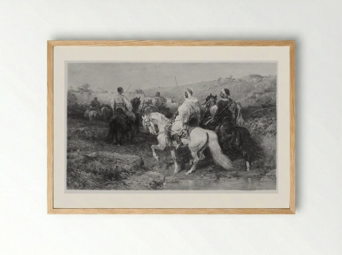 Arabs on the March - Adolf Schreyer - Framed Print Wood